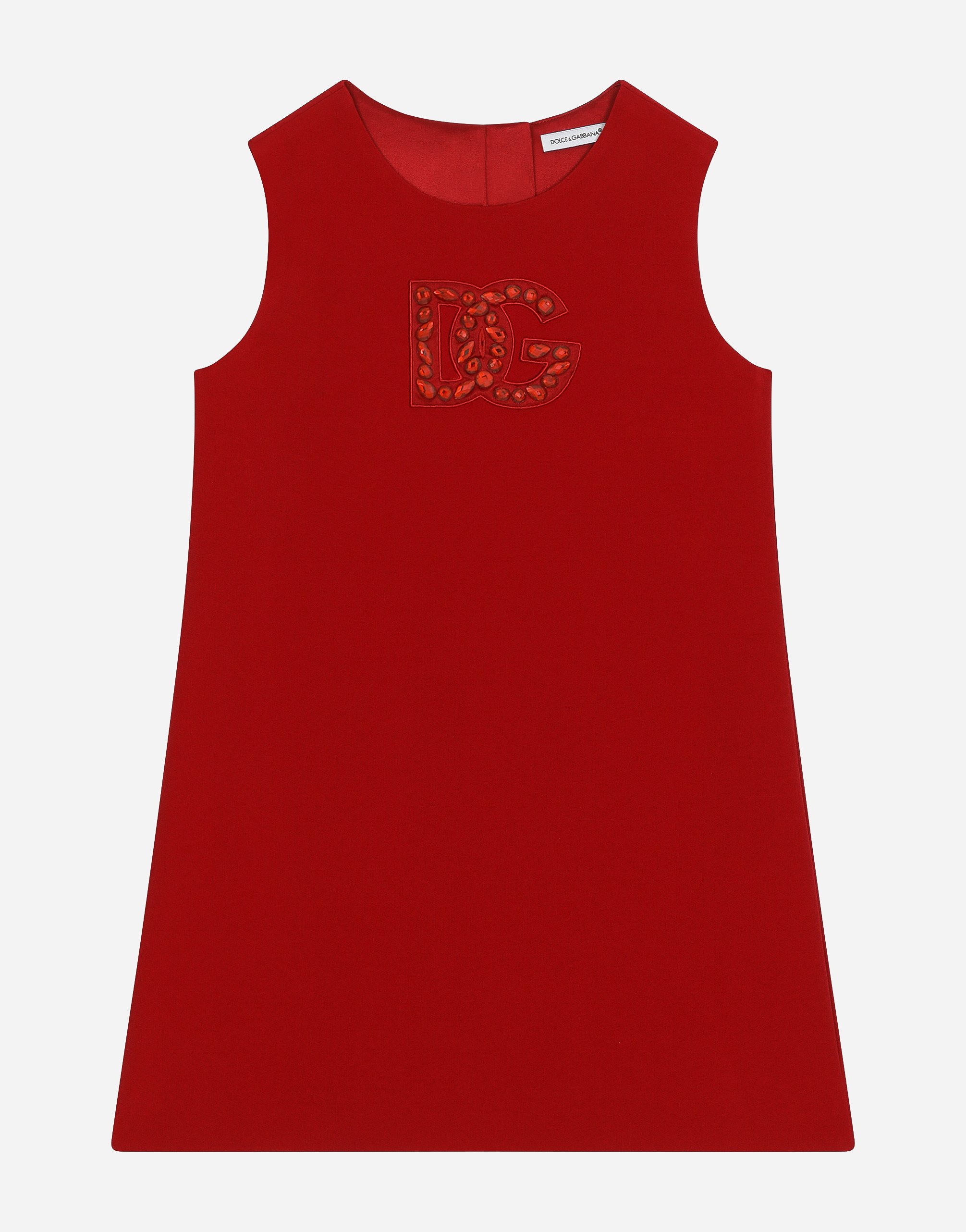 Dolce & Gabbana Sleeveless Cady Dress With Dg Patch In Red