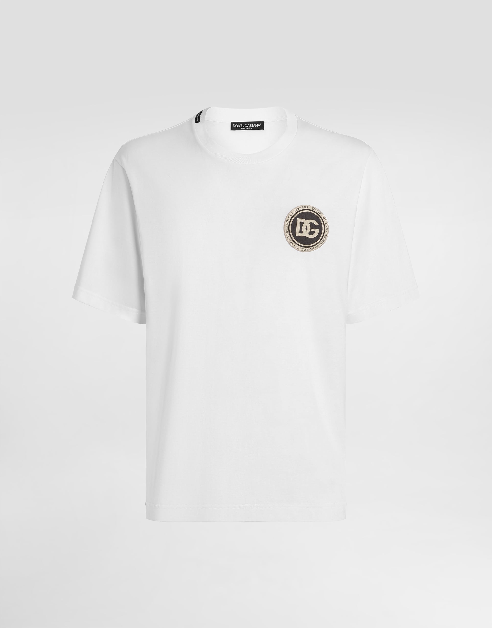 DOLCE＆GABBANA ・Tシャツ　ホワイト　56(XL) Cotton t-shirt with patch in White for Men | Dolce&Gabbana® US
