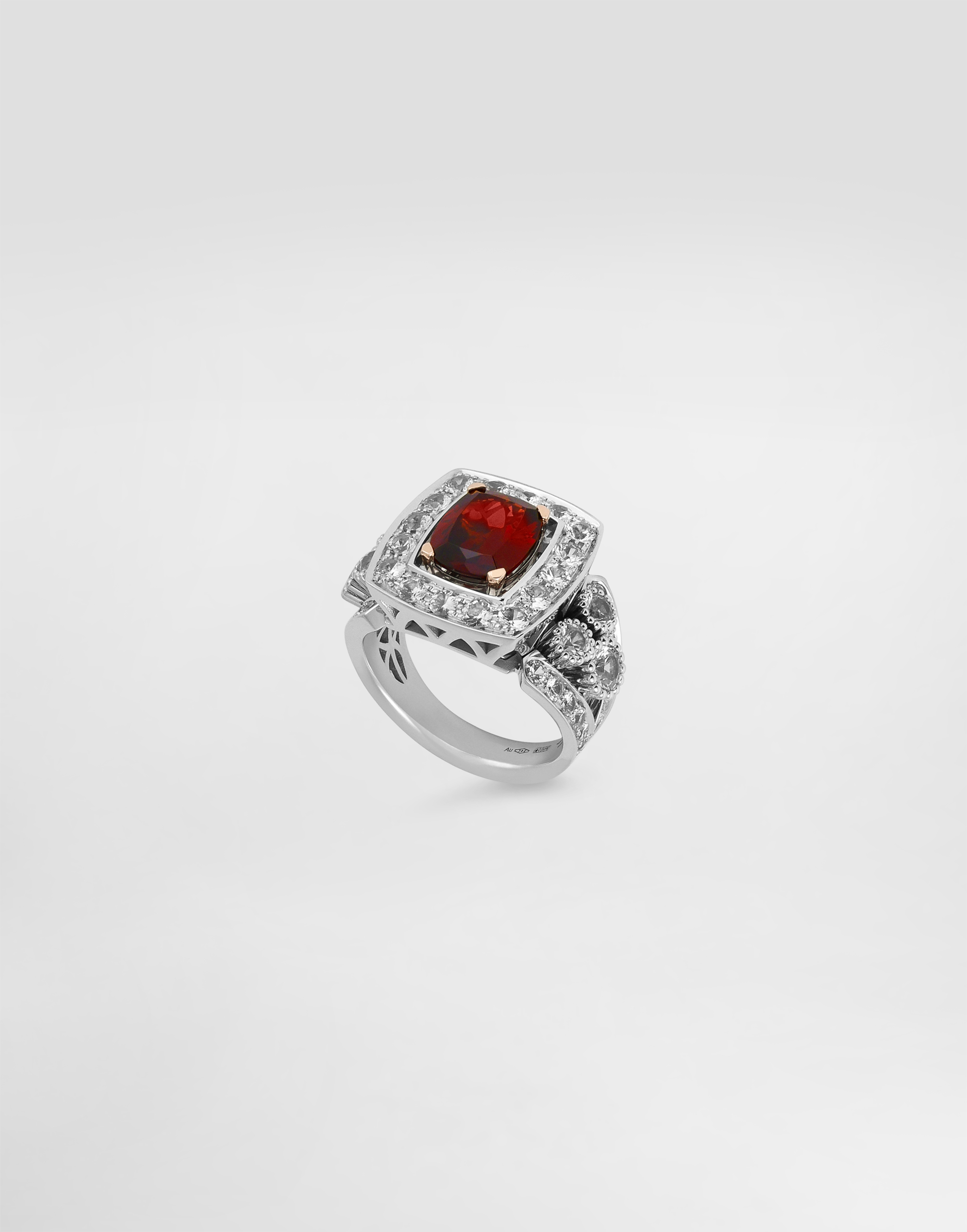  Dolce & Gabbana Eleganza Ring 18-carat White And Rose Gold, Garnet, And Sapphires - Woman Rings White 60 