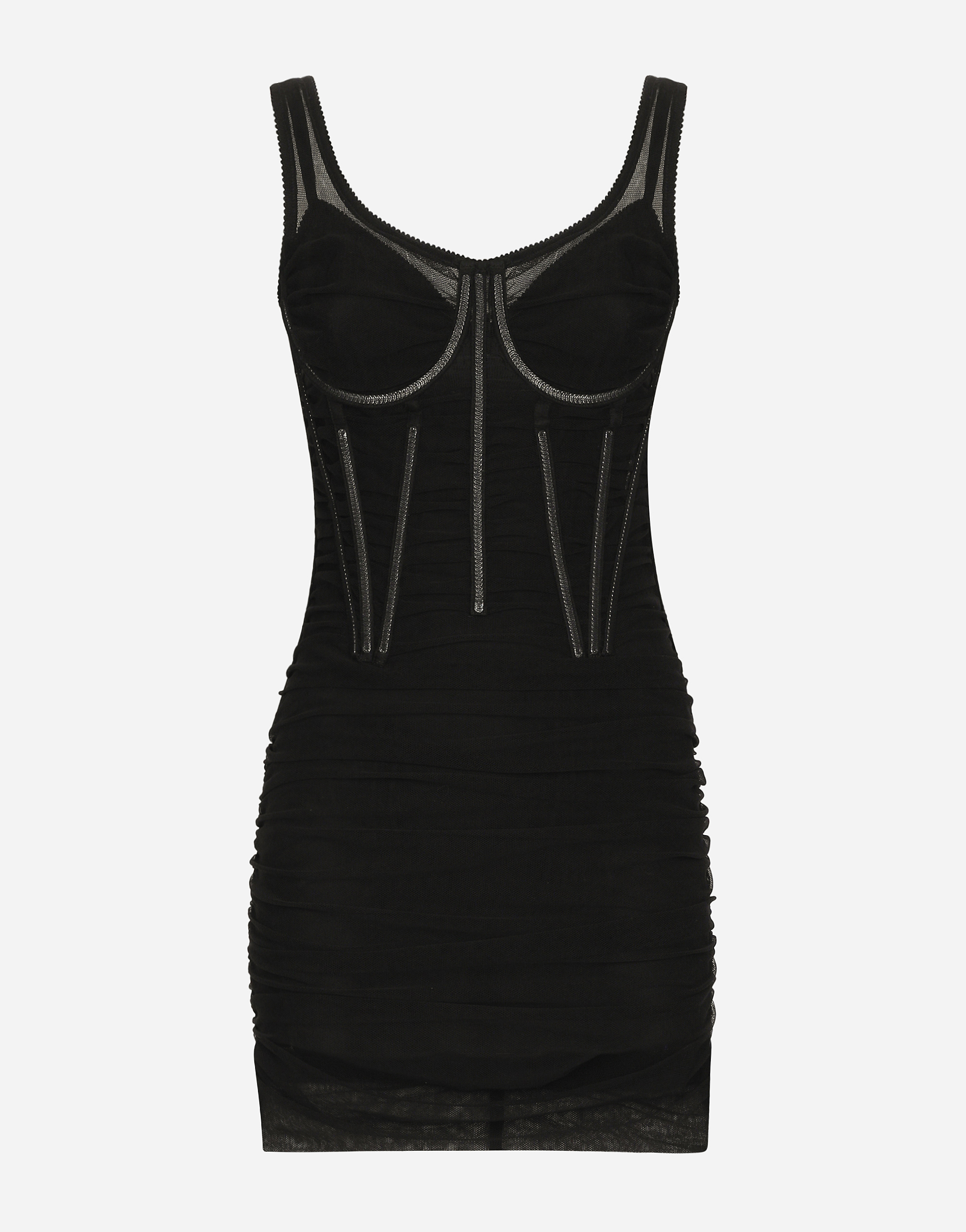 Dolce & Gabbana Short Tulle Dress With Corset Details - Woman Dresses Black