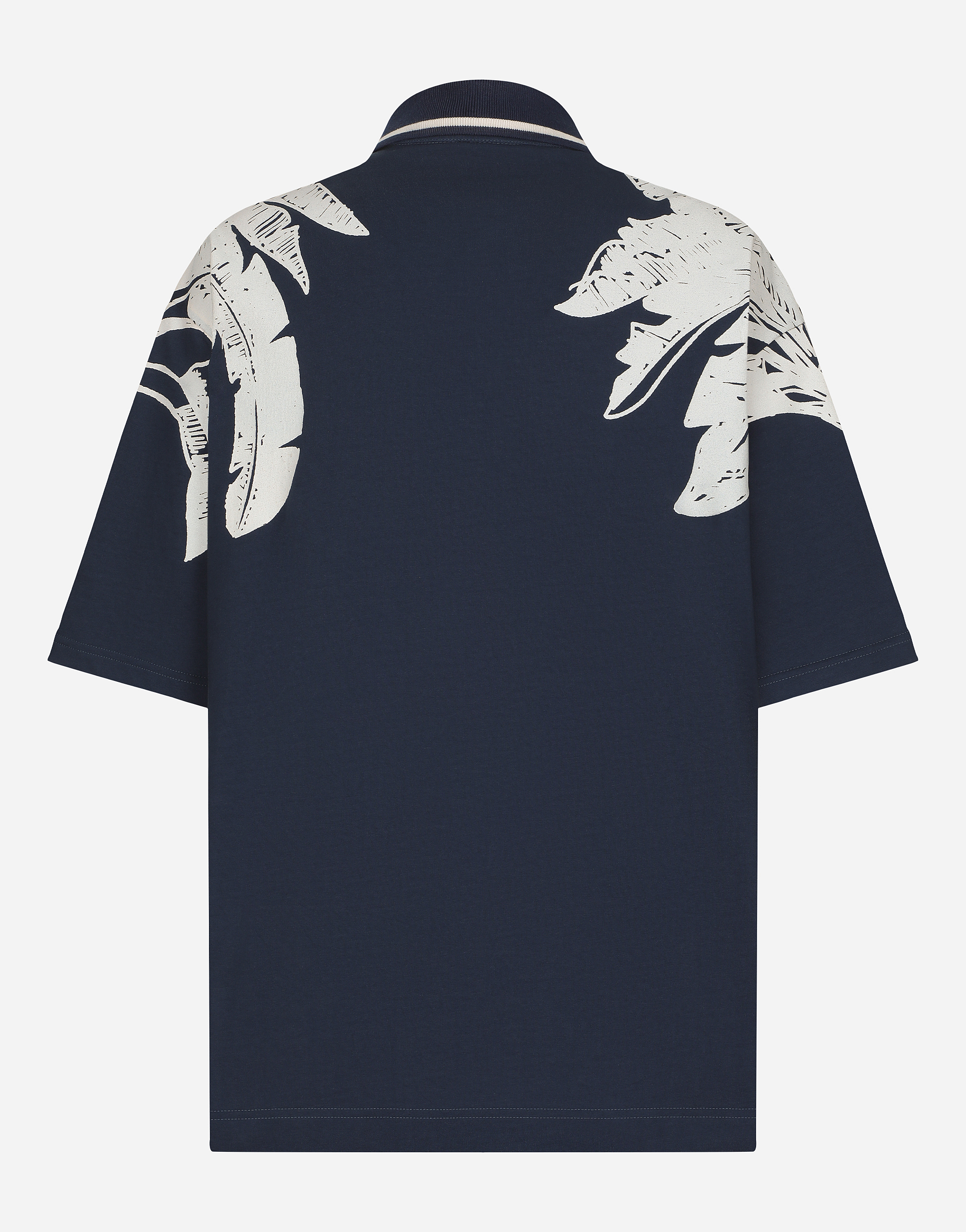 Shop Dolce & Gabbana Oversize Polo-shirt With Banana Tree Print In Blue