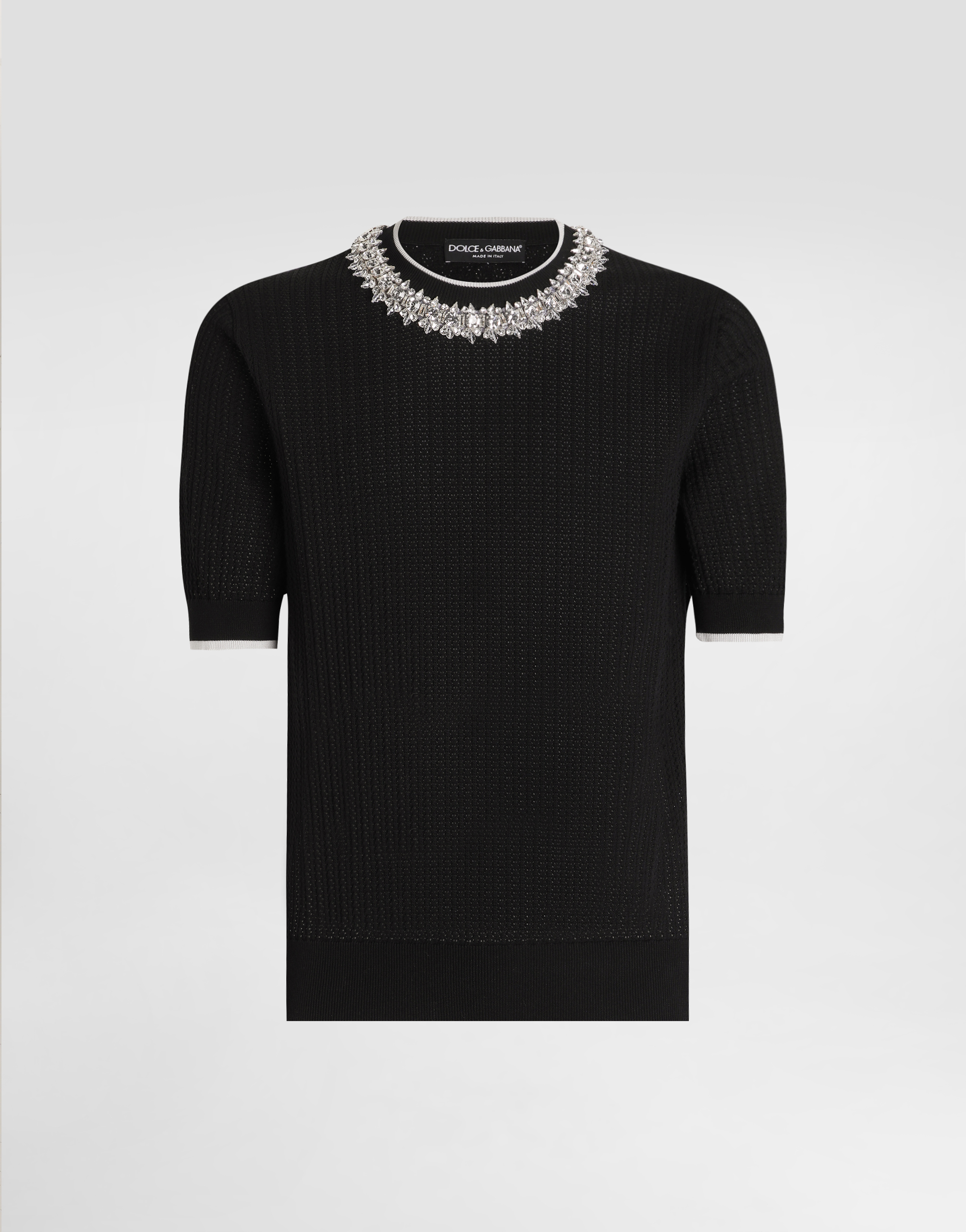 【Dolce&Gabbana】クルーネックプルオーバー ロゴ ブラック ブラックのメンズ コットン クルーネック プルオーバー