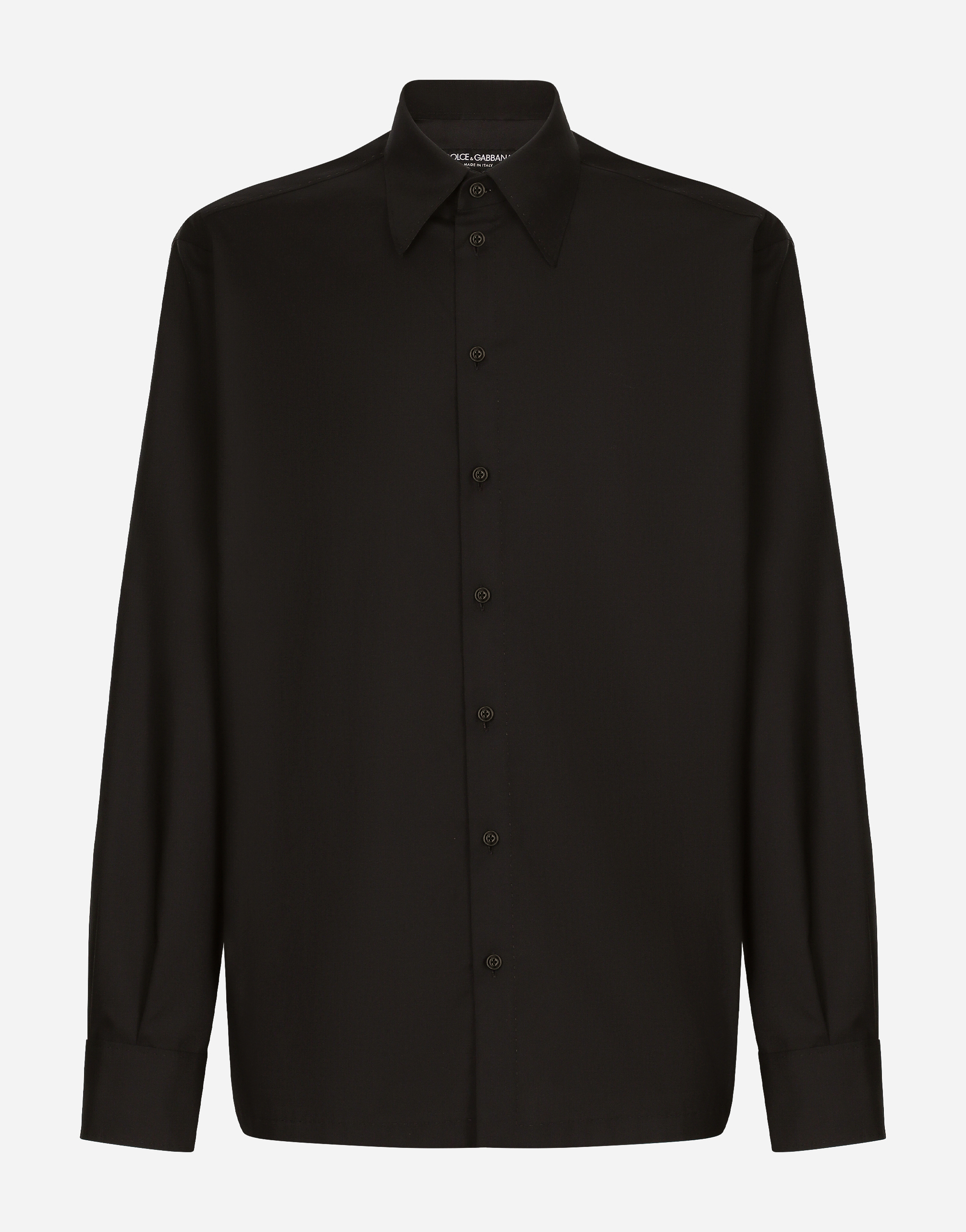 DOLCE & GABBANA SILK AND WOOL SHIRT WITH LOGO TAG