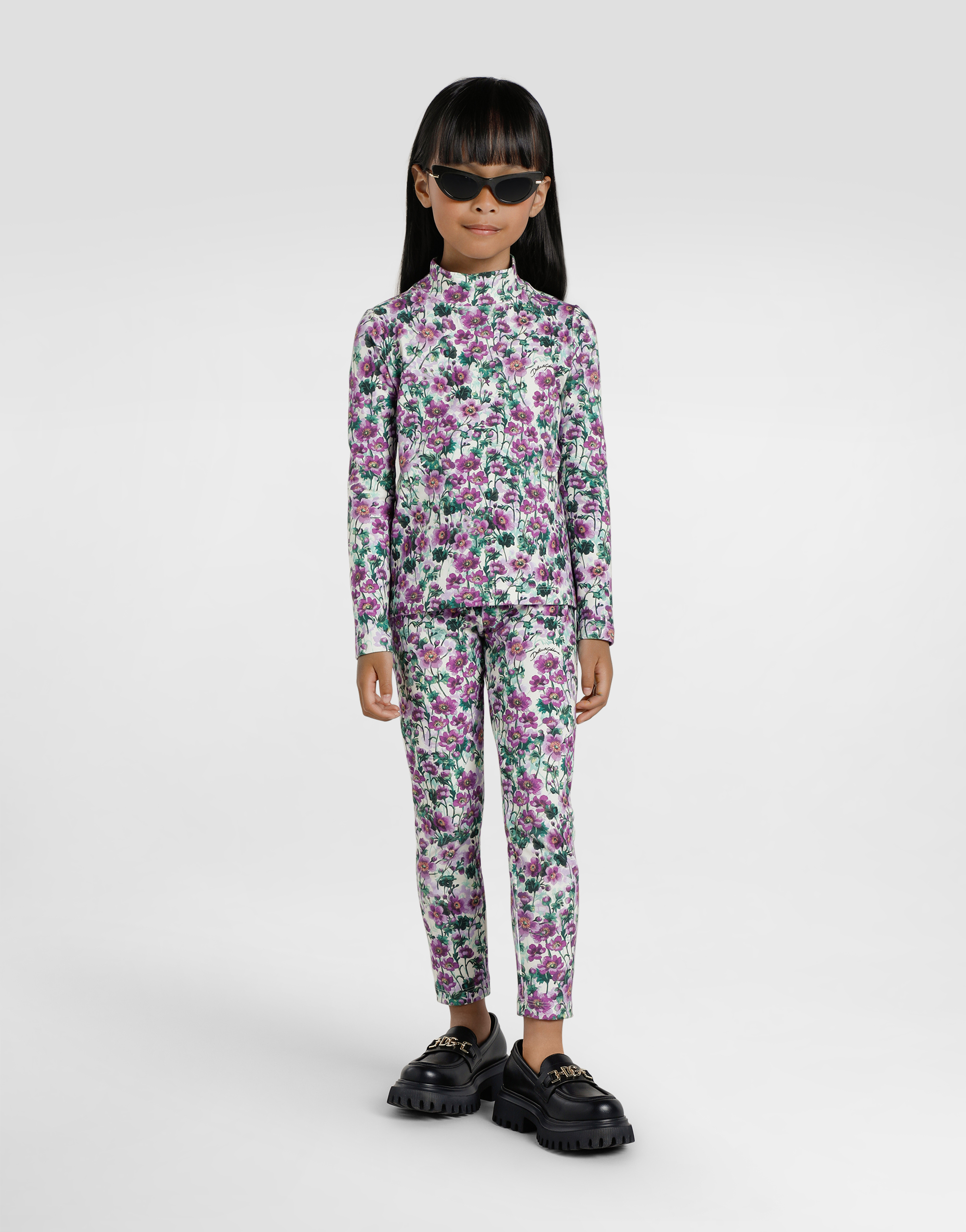 Dolce & Gabbana Violets-print Interlock Leggings In Animal Print