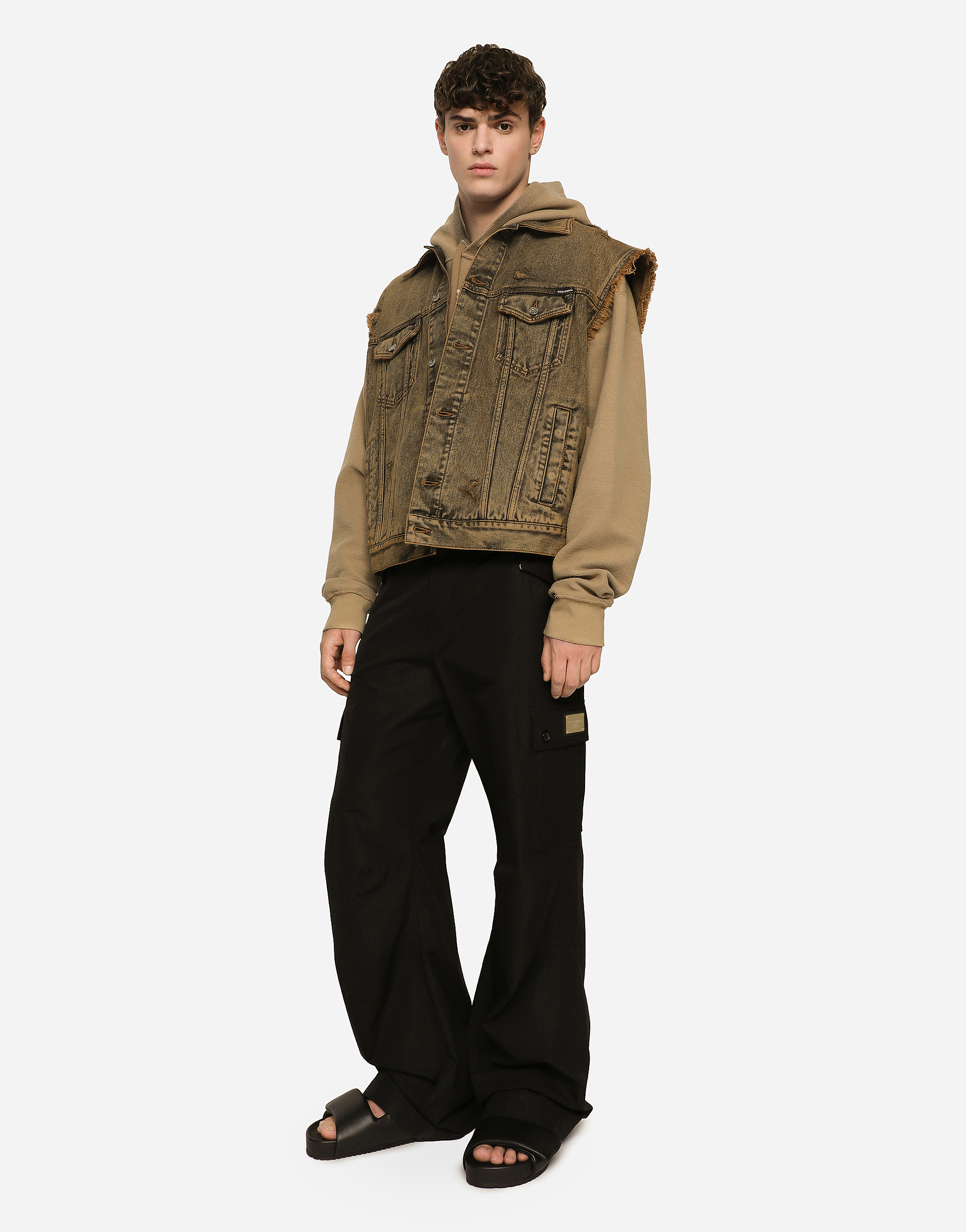 DOLCE & GABBANA COTTON CARGO PANTS WITH BRAND PLATE