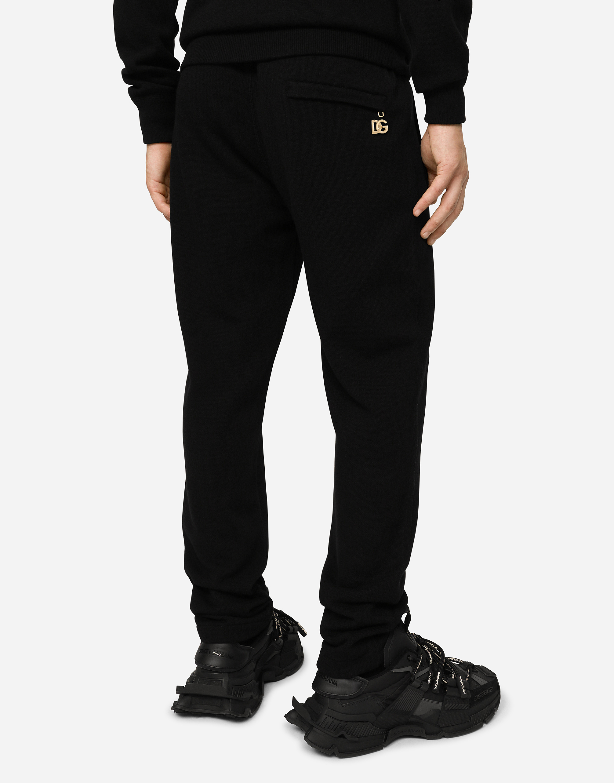 Dolce & Gabbana Cashmere Jogging Pants With Dg Logo In Black