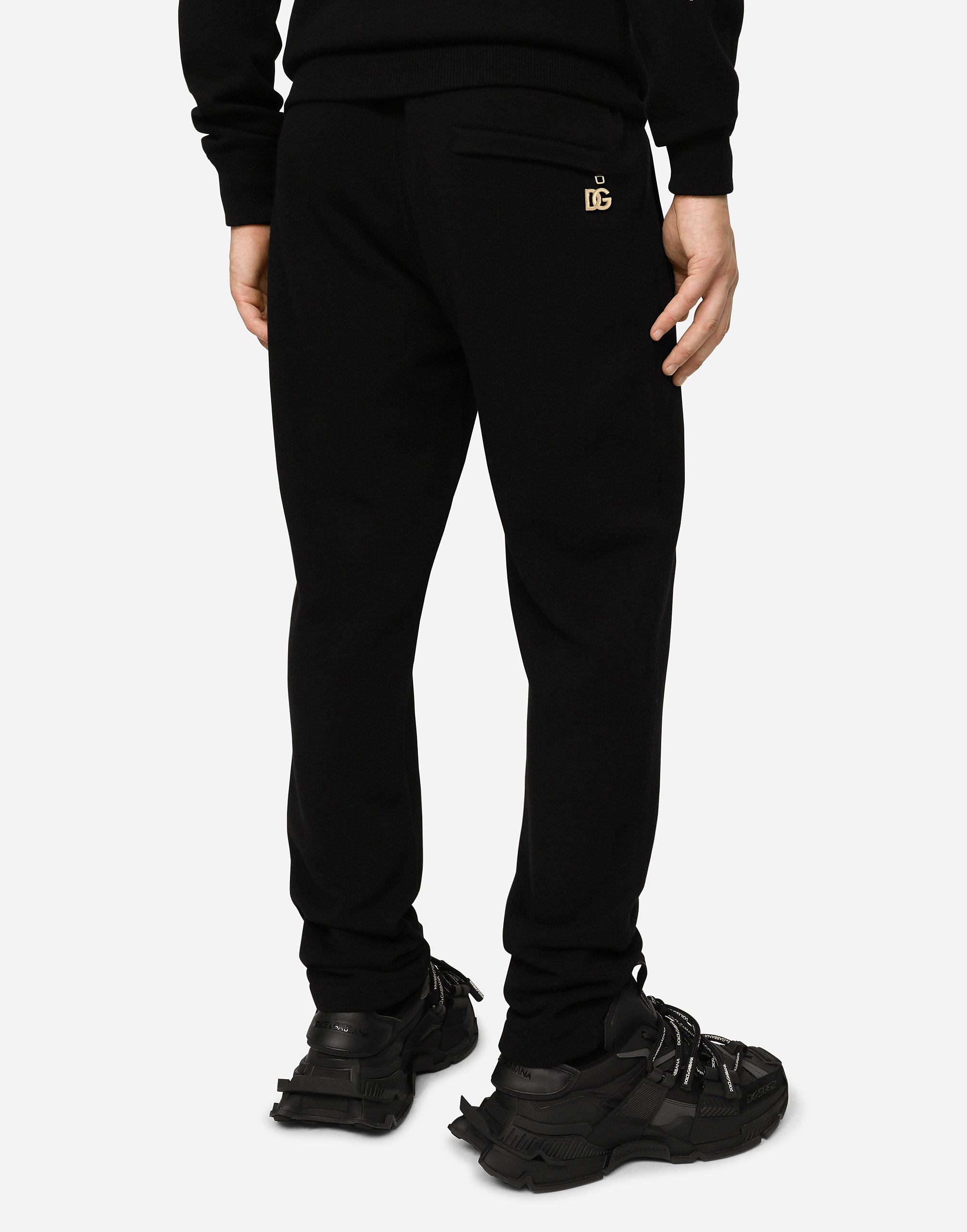 Dolce & Gabbana Cashmere Jogging Pants With Dg Logo In Black