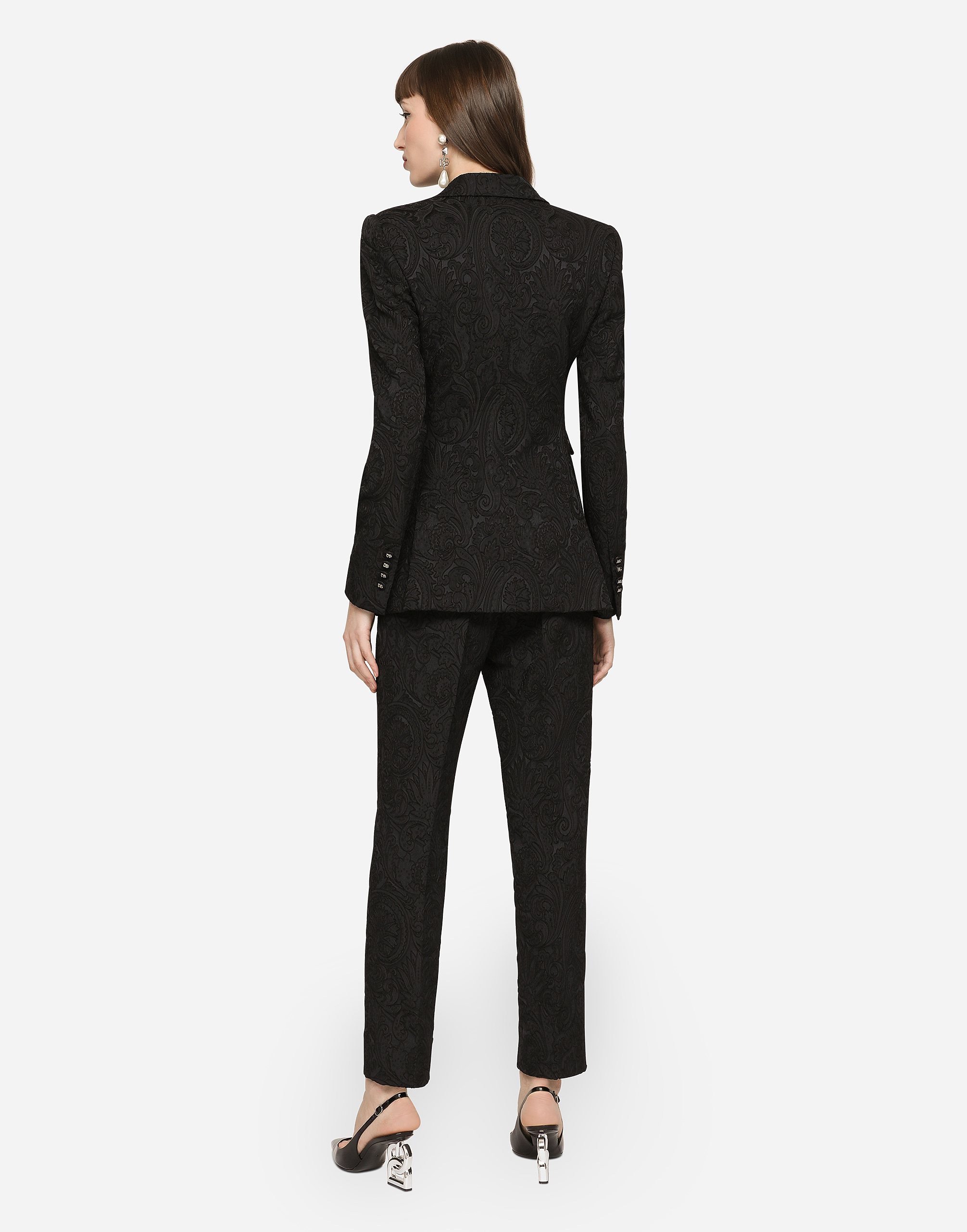 Dolce & Gabbana Ornamental Jacquard Turlington Blazer In Black