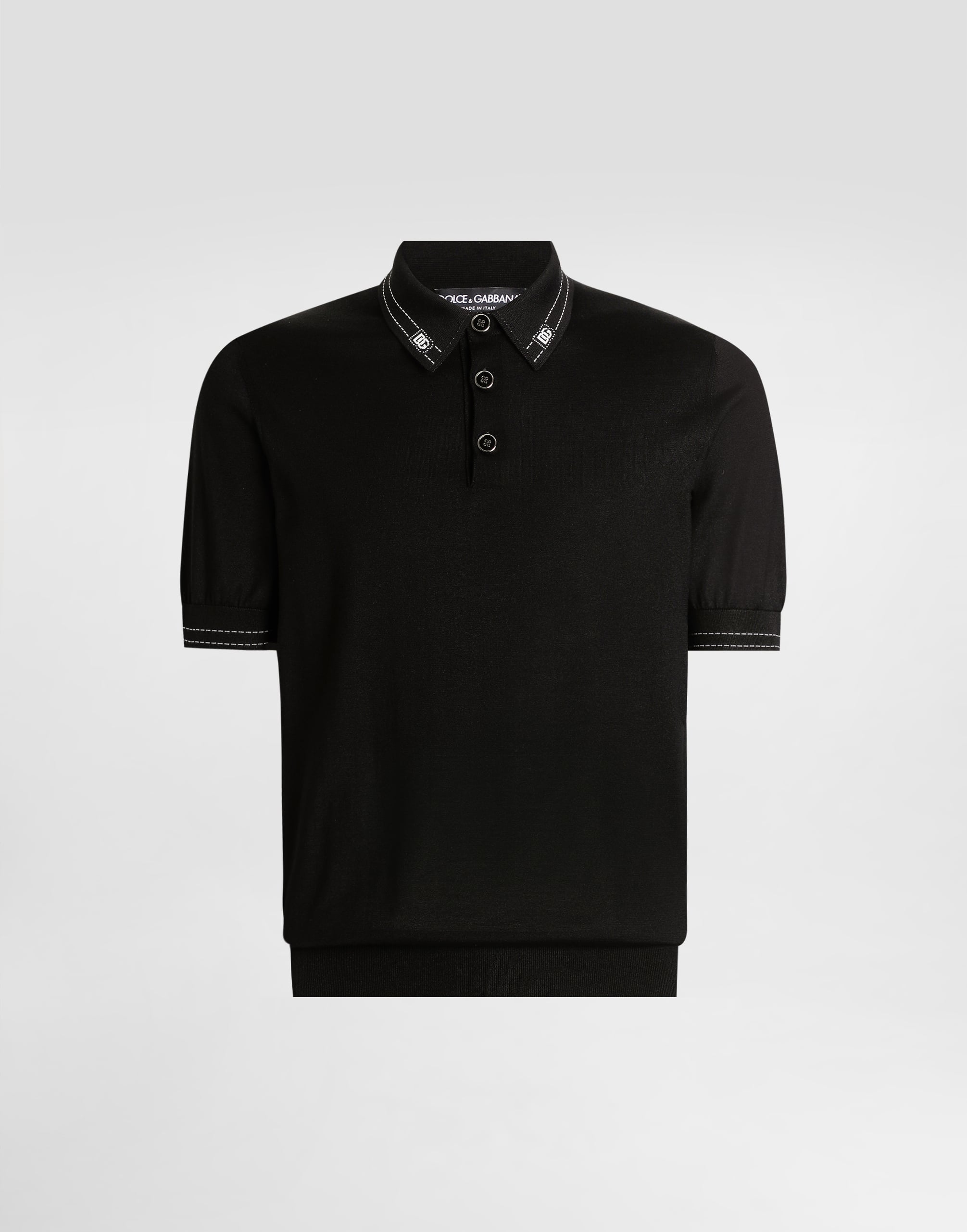 Silk polo shirt in Black for Men | Dolce&Gabbana®