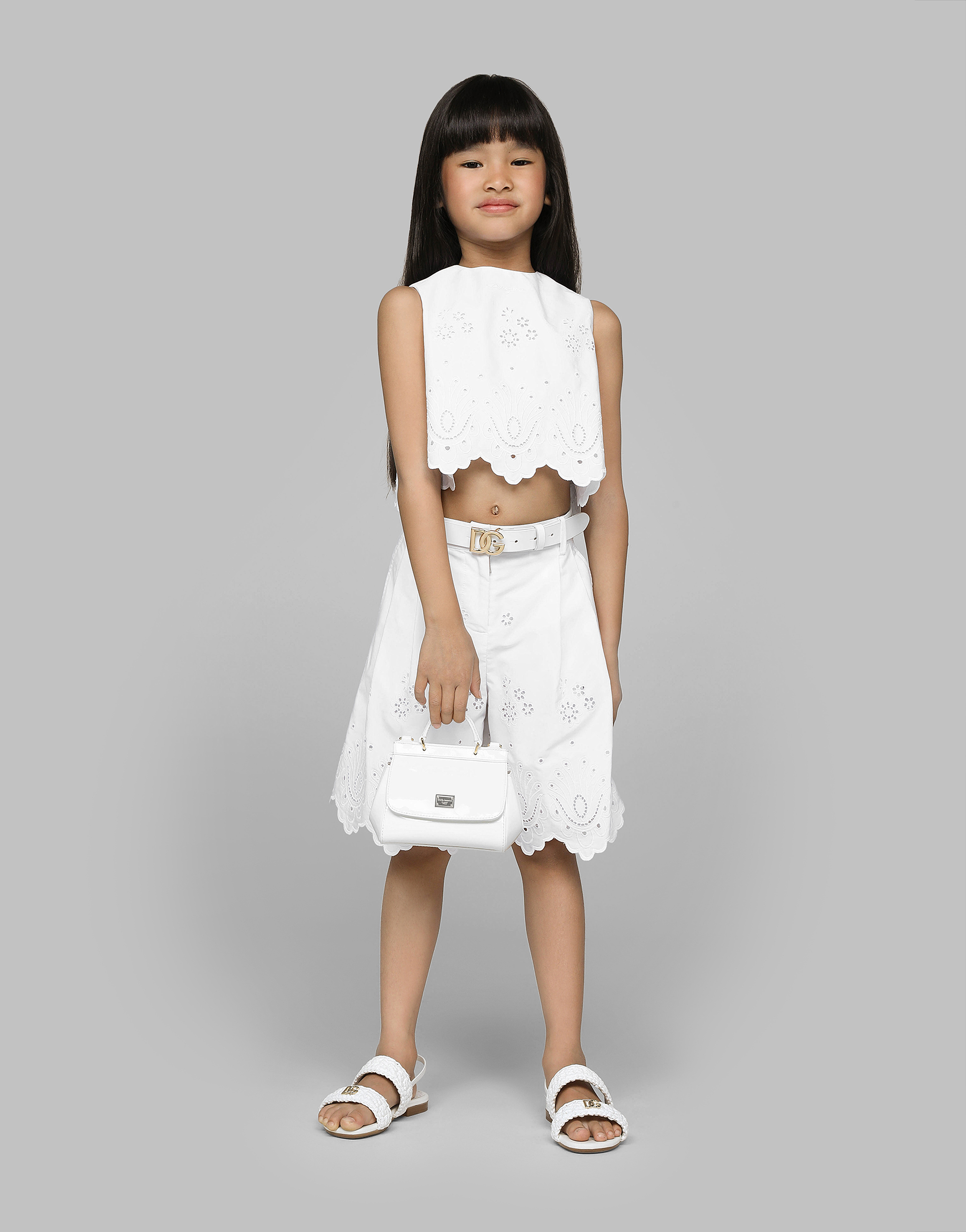 Dolce & Gabbana Poplin And Broderie Anglaise Shorts In White