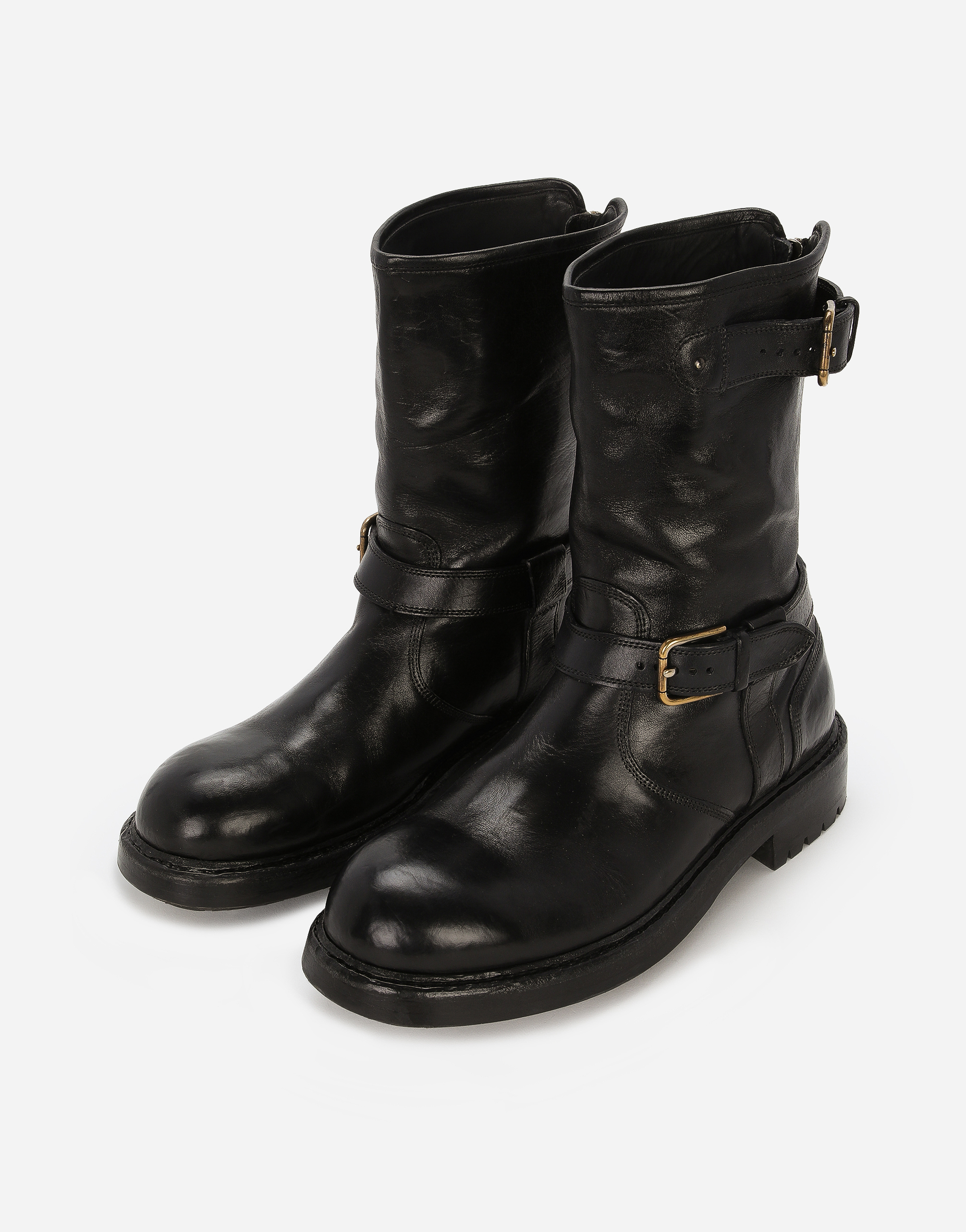 DOLCE & GABBANA LEATHER BIKER BOOTS
