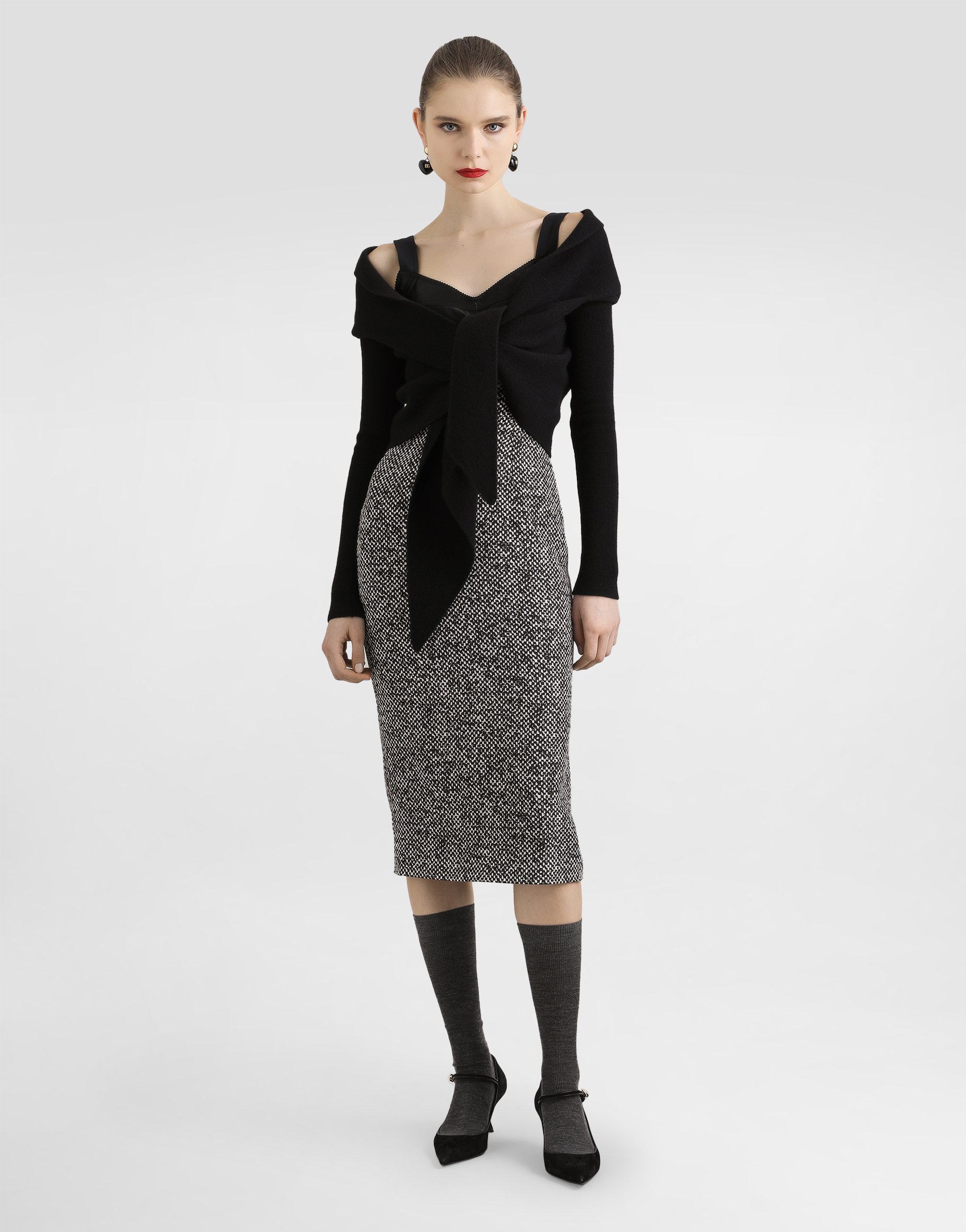 Dolce & Gabbana Heavy Crêpe Dress With Damier Print In Multi