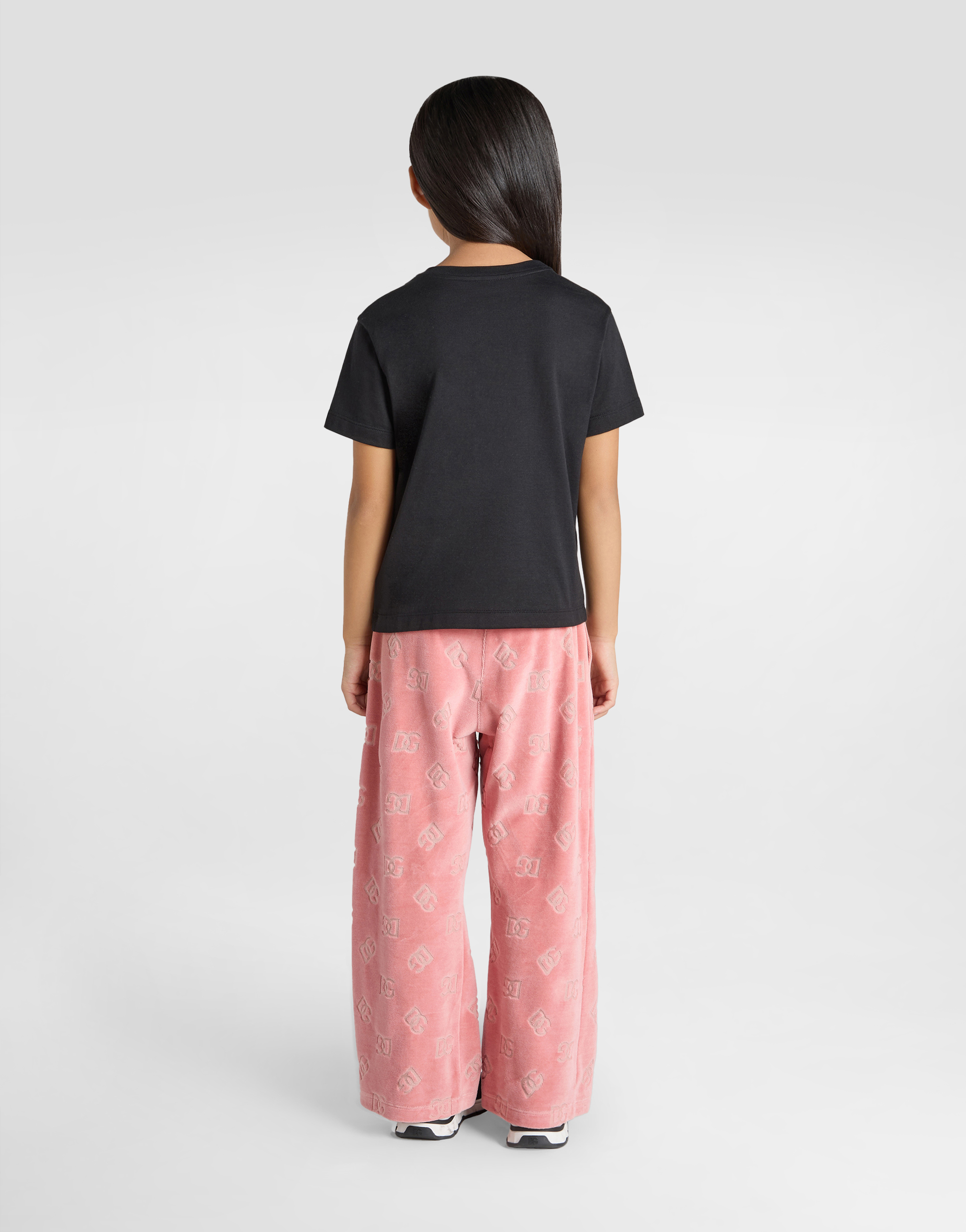 Dolce & Gabbana Chenille Jogging Pants With Jacquard Dg Logo In Pink