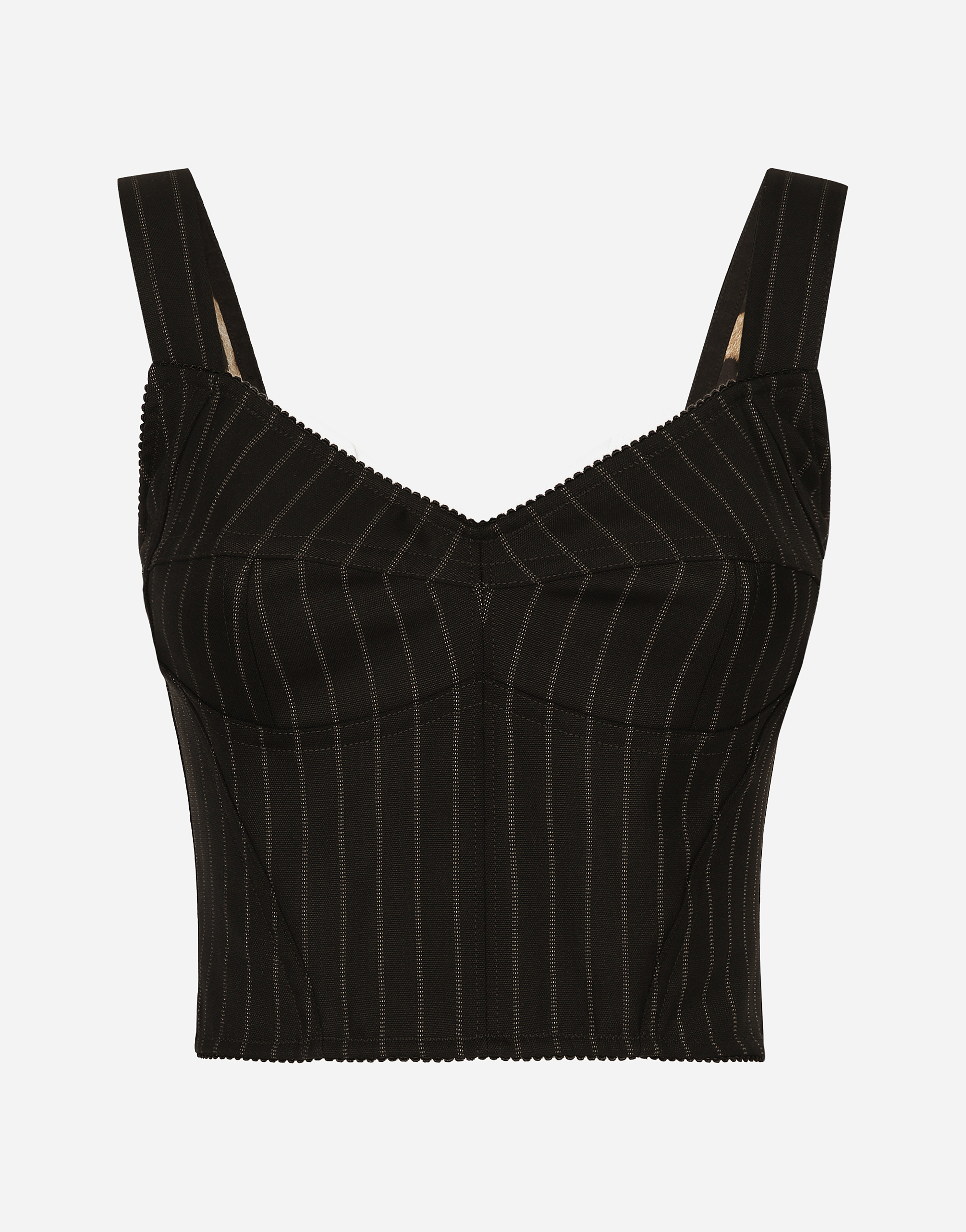 Dolce & Gabbana Pinstripe Wool Corset Top In Multicolor