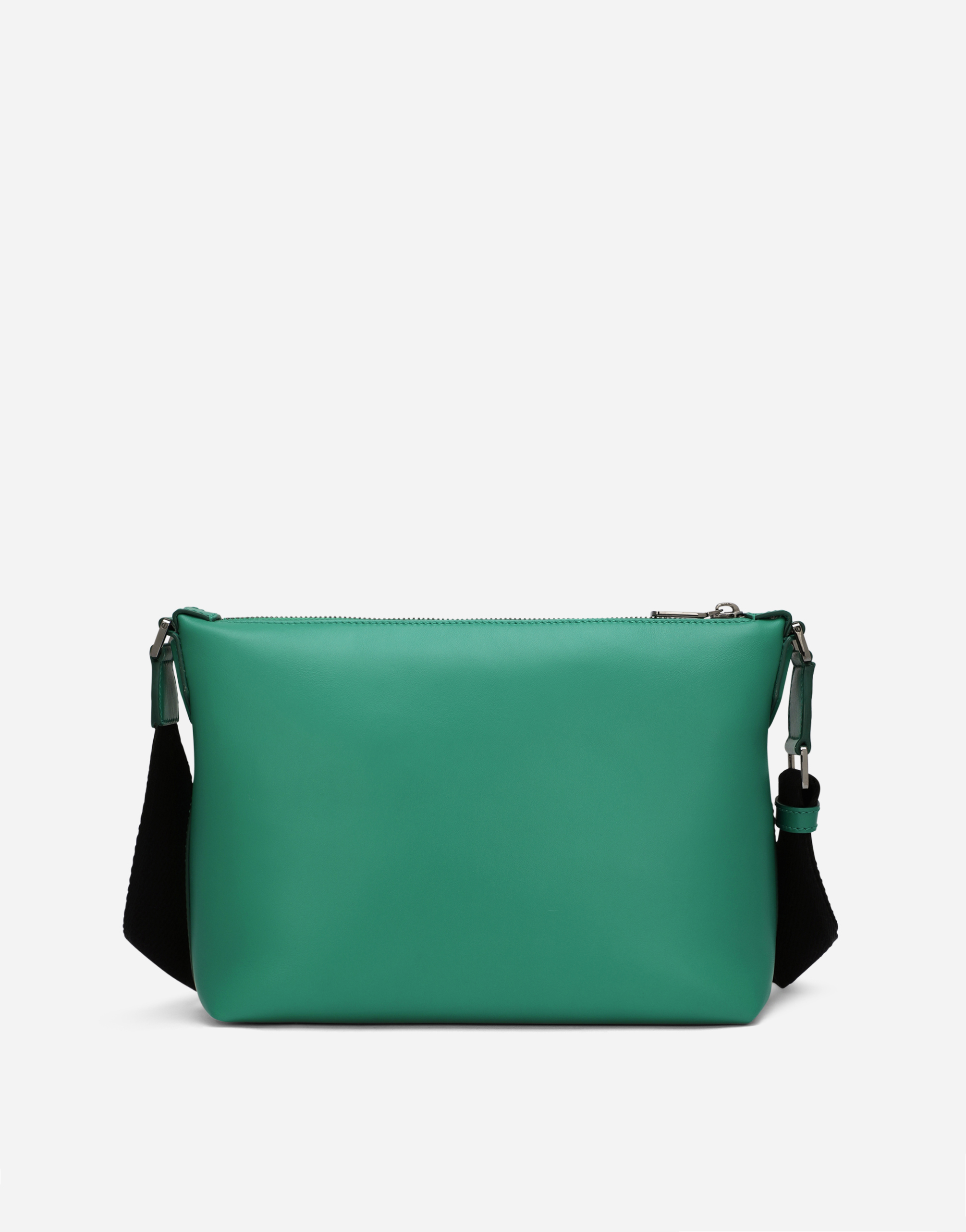Shop Dolce & Gabbana Calfskin Crossbody Bag With Raised Logo In Green