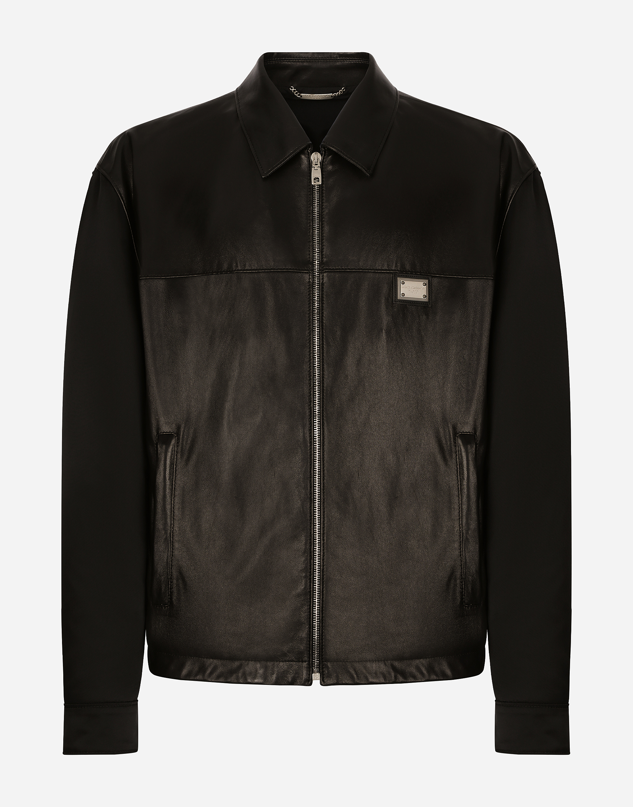 Dolce & Gabbana Fabric And Leather Jacket In Black