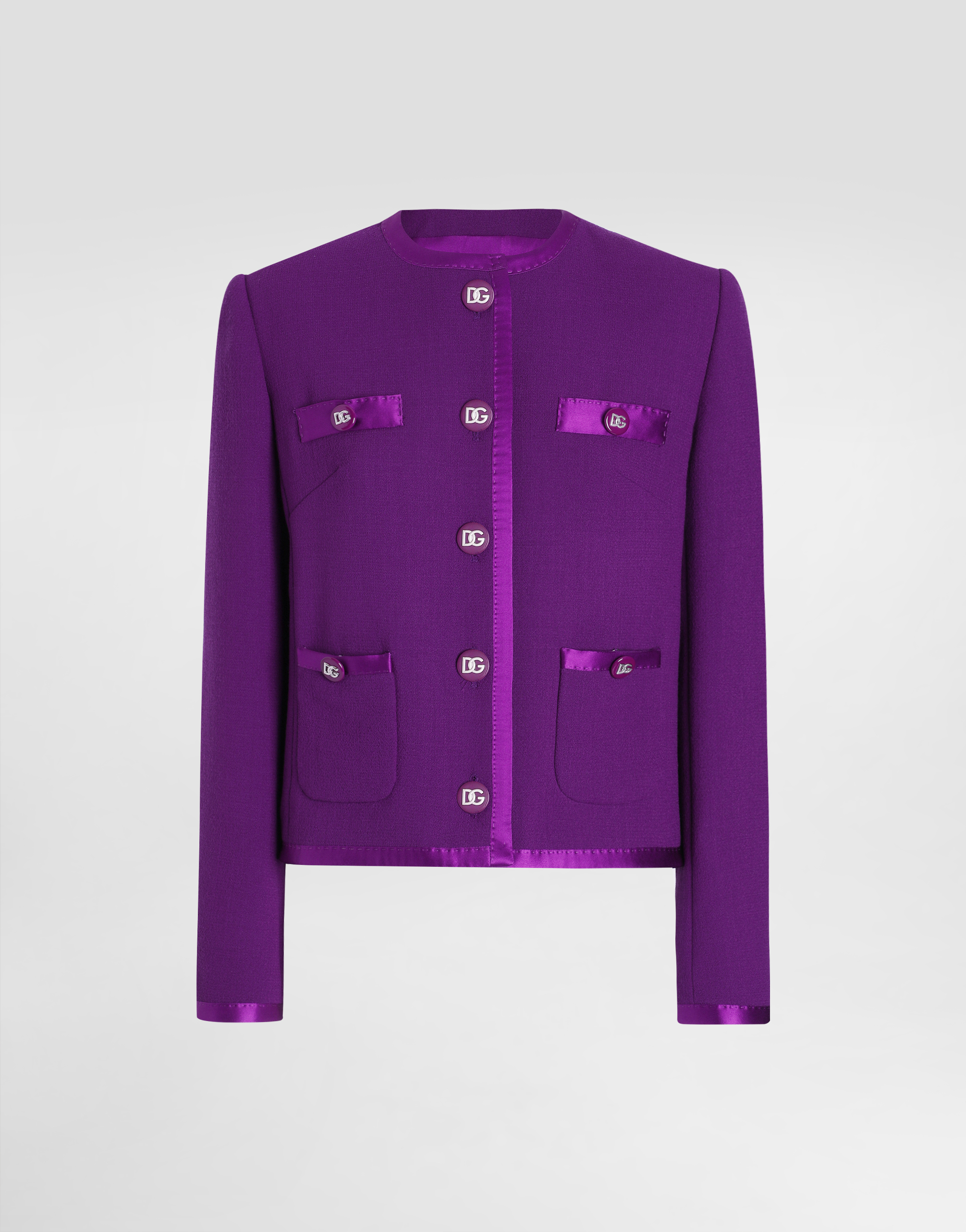 Dolce & Gabbana Short Single-breasted Wool Crepe Jacket - Woman Blazers Purple