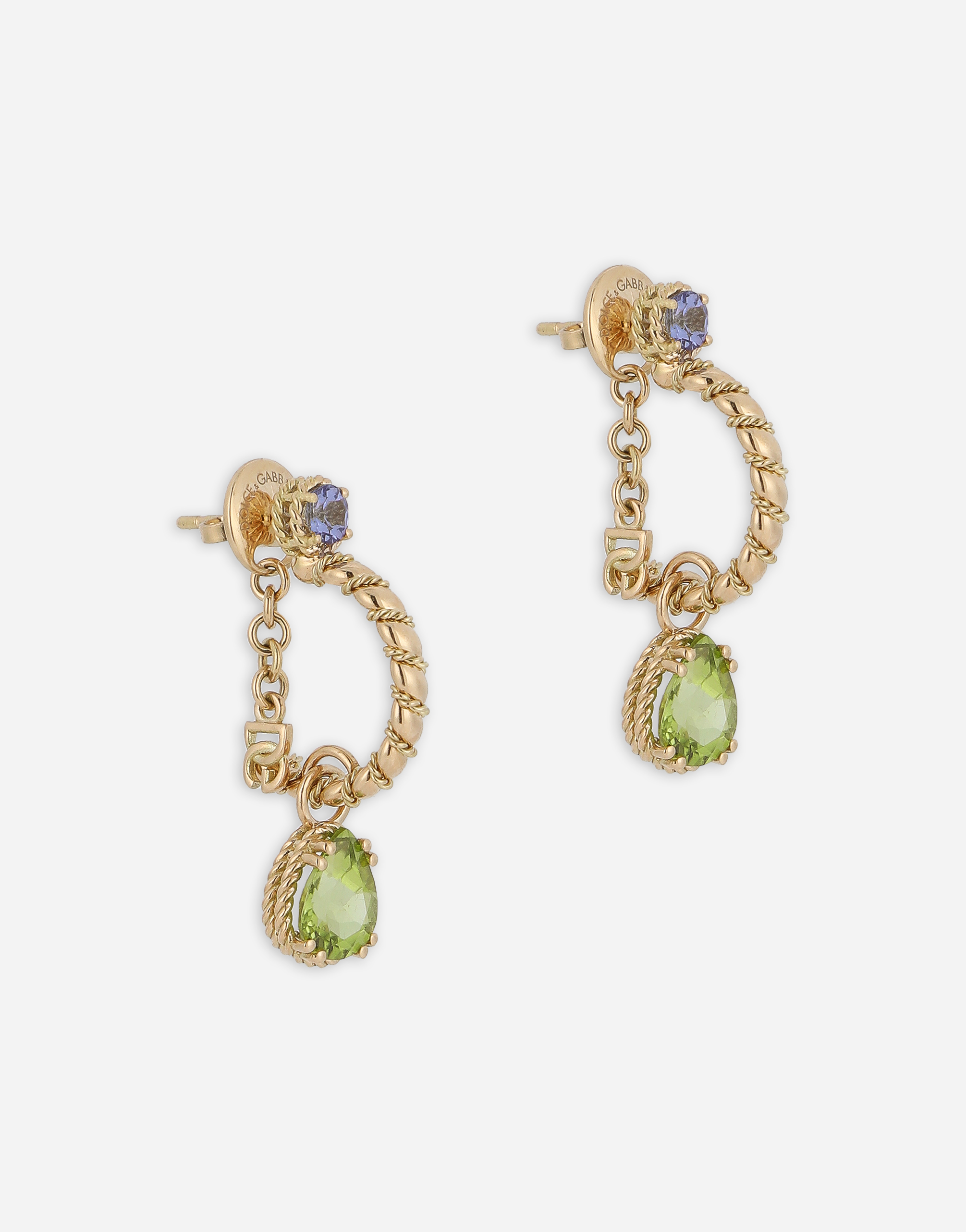 DOLCE & GABBANA 18 KT YELLOW GOLD EARRINGS  WITH MULTICOLOR FINE GEMSTONES