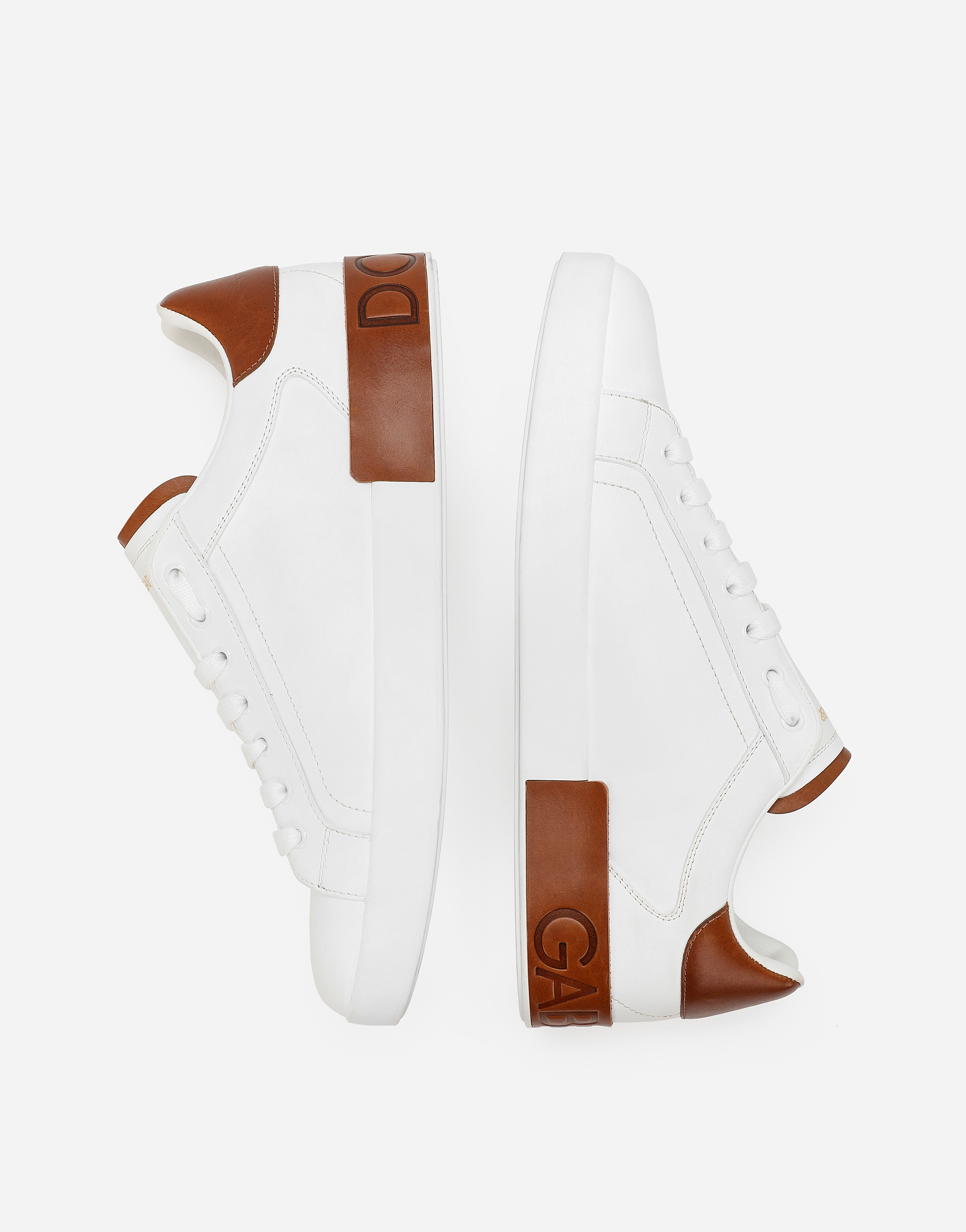 Dolce & Gabbana Calfskin Portofino Sneakers In Bianco