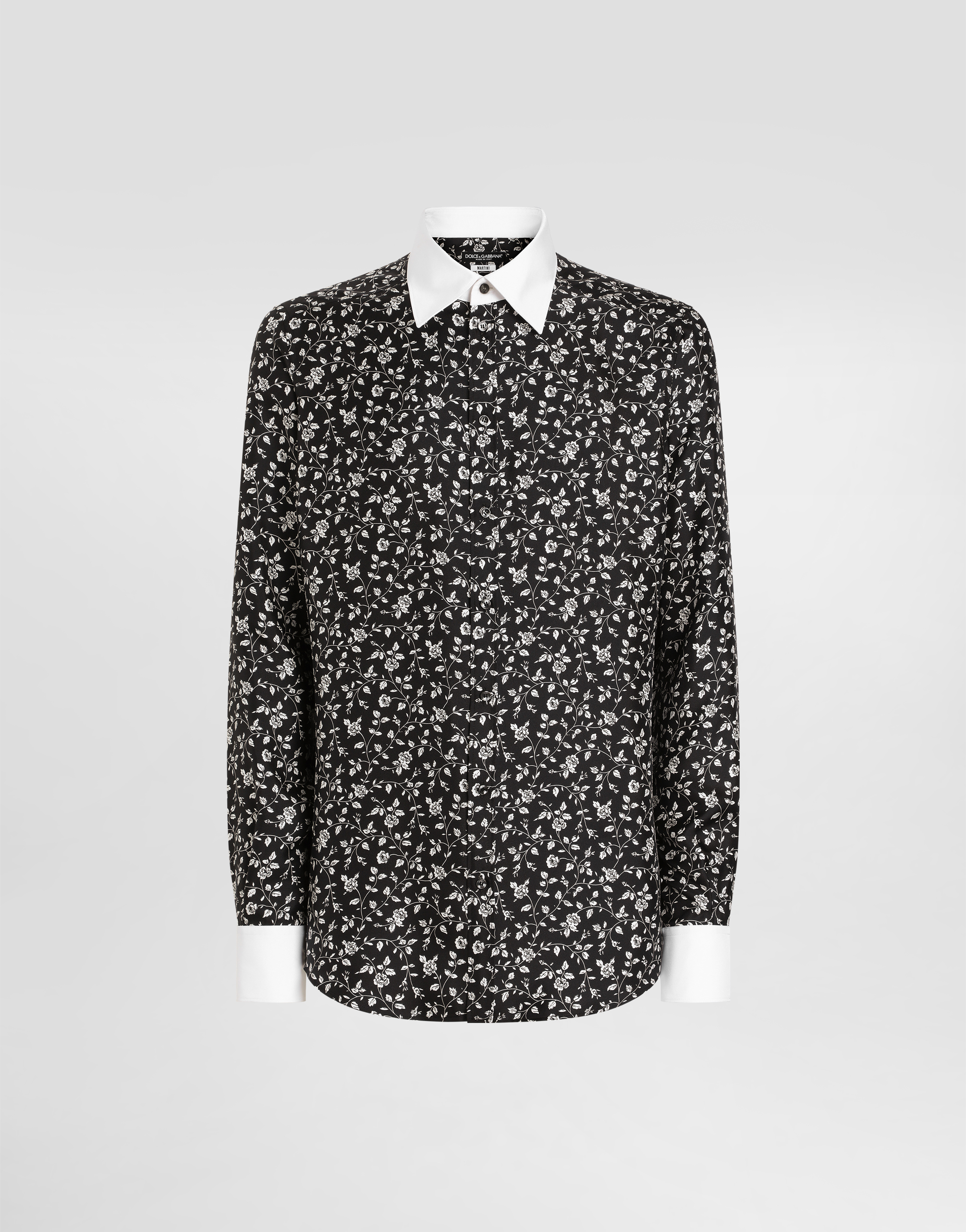 Dolce & Gabbana Silk Shirt With Tie Print In Print