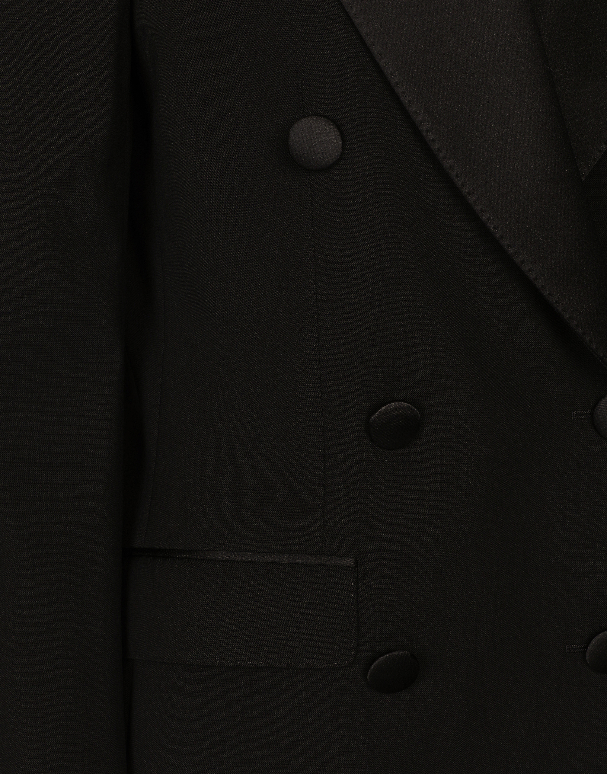 Dolce & Gabbana Padded Shoulders Double-breasted Tuxedo Jacket In Black