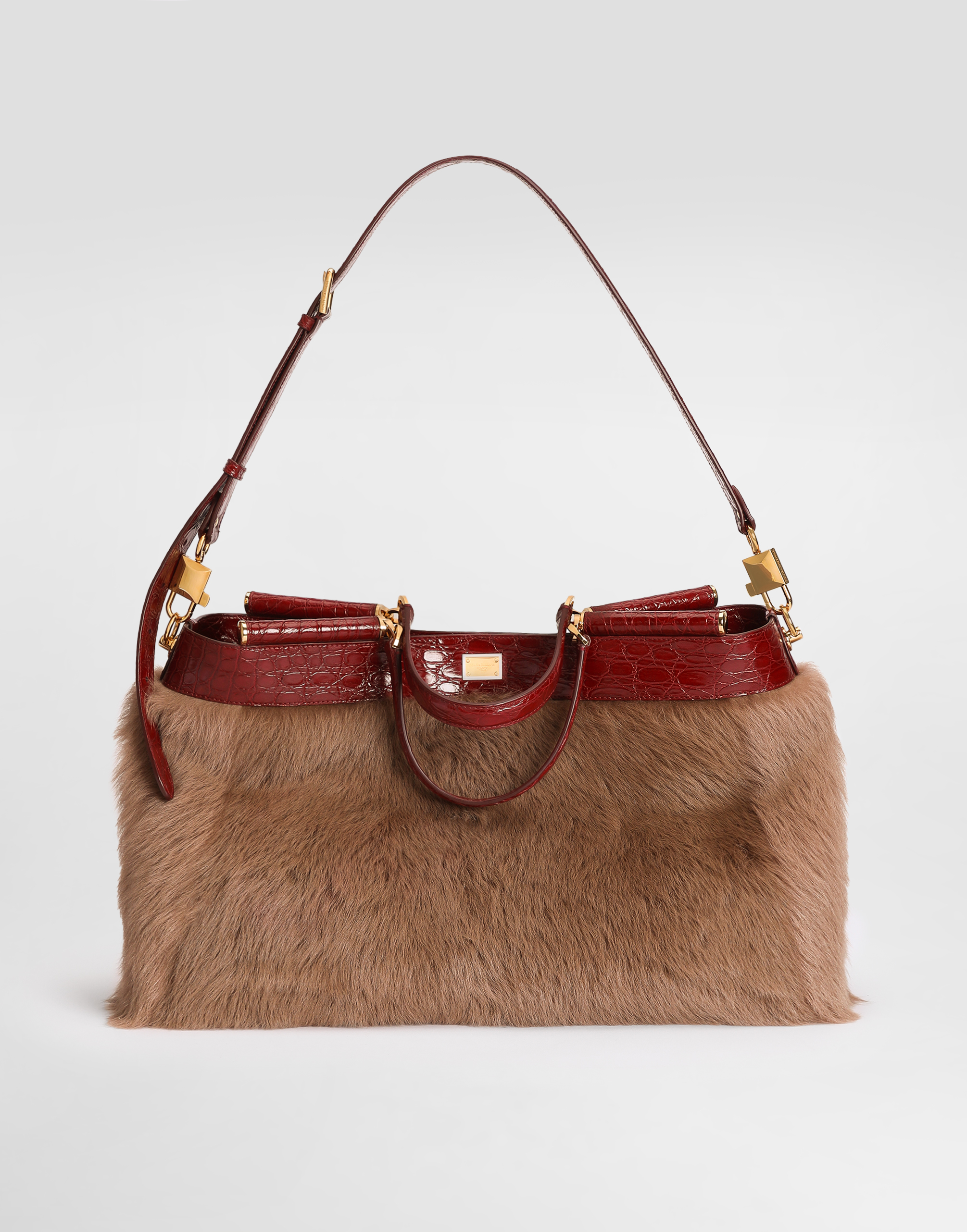 My Sicily shearling and alligator handbag in Multicolor for Women