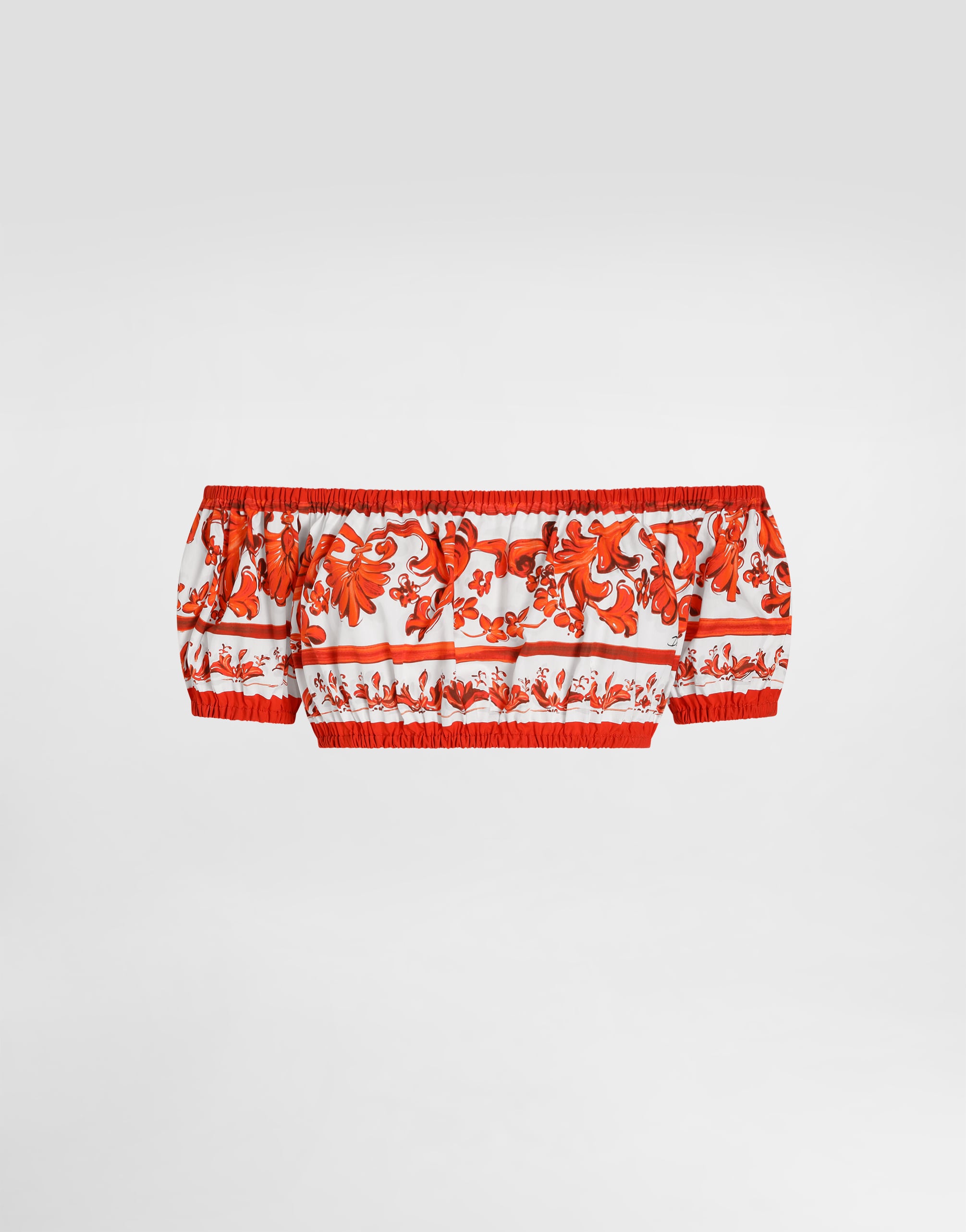 Majolica-print poplin top in Multicolor for Women | Dolce&Gabbana®