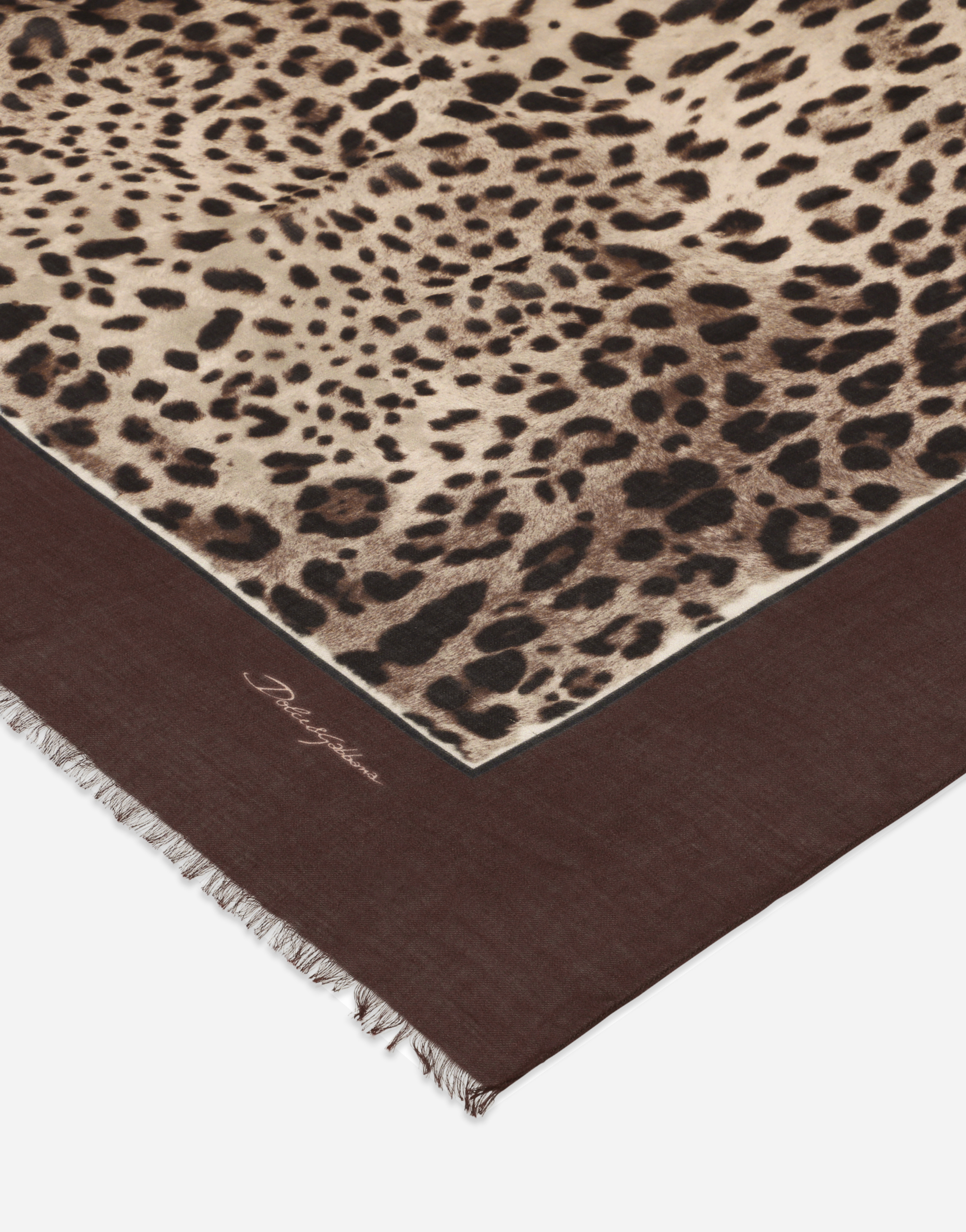 Leopard-print modal and cashmere scarf (135x200)