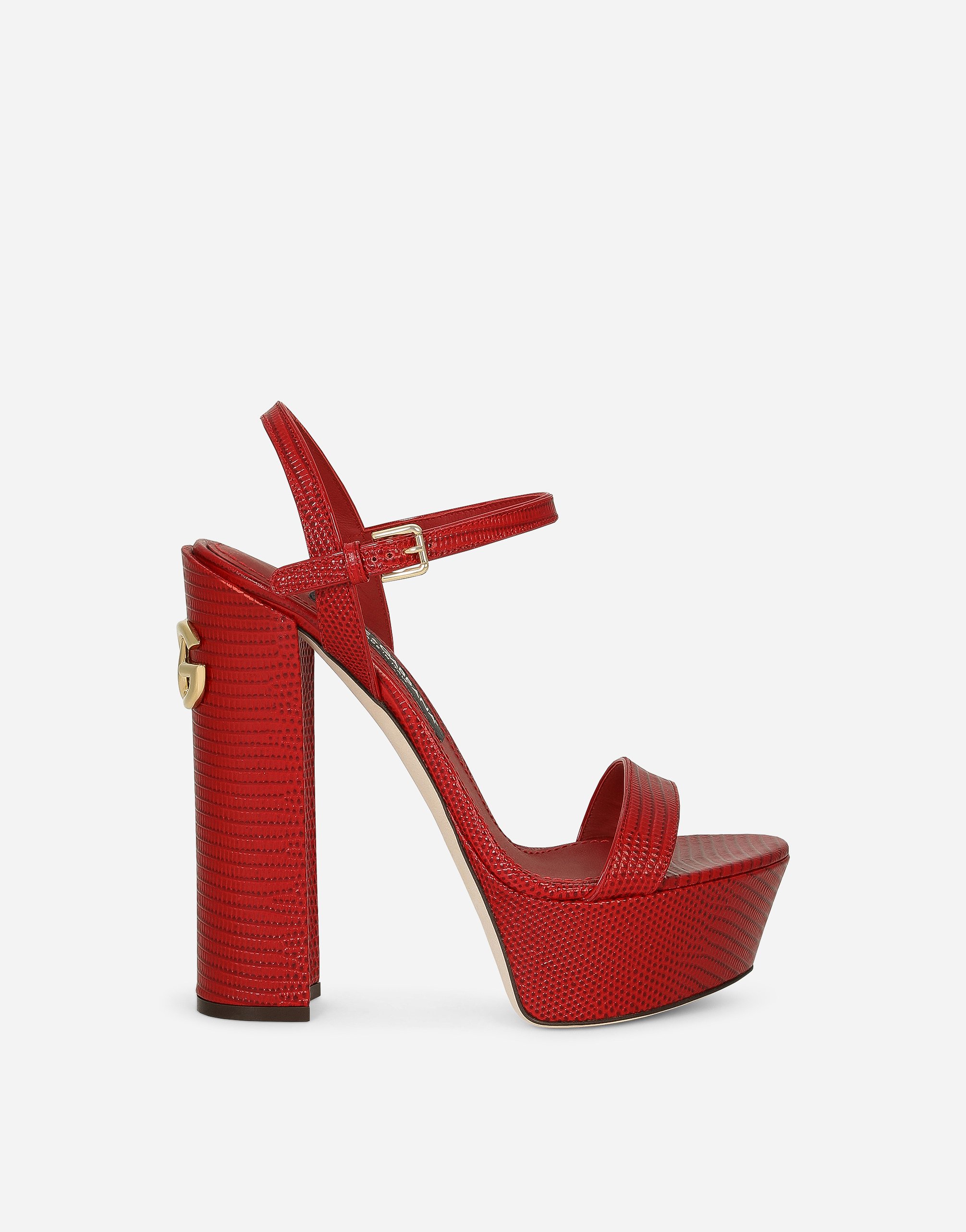 Dolce & Gabbana Sandalo Platform In Pelle Di Vitello In Red
