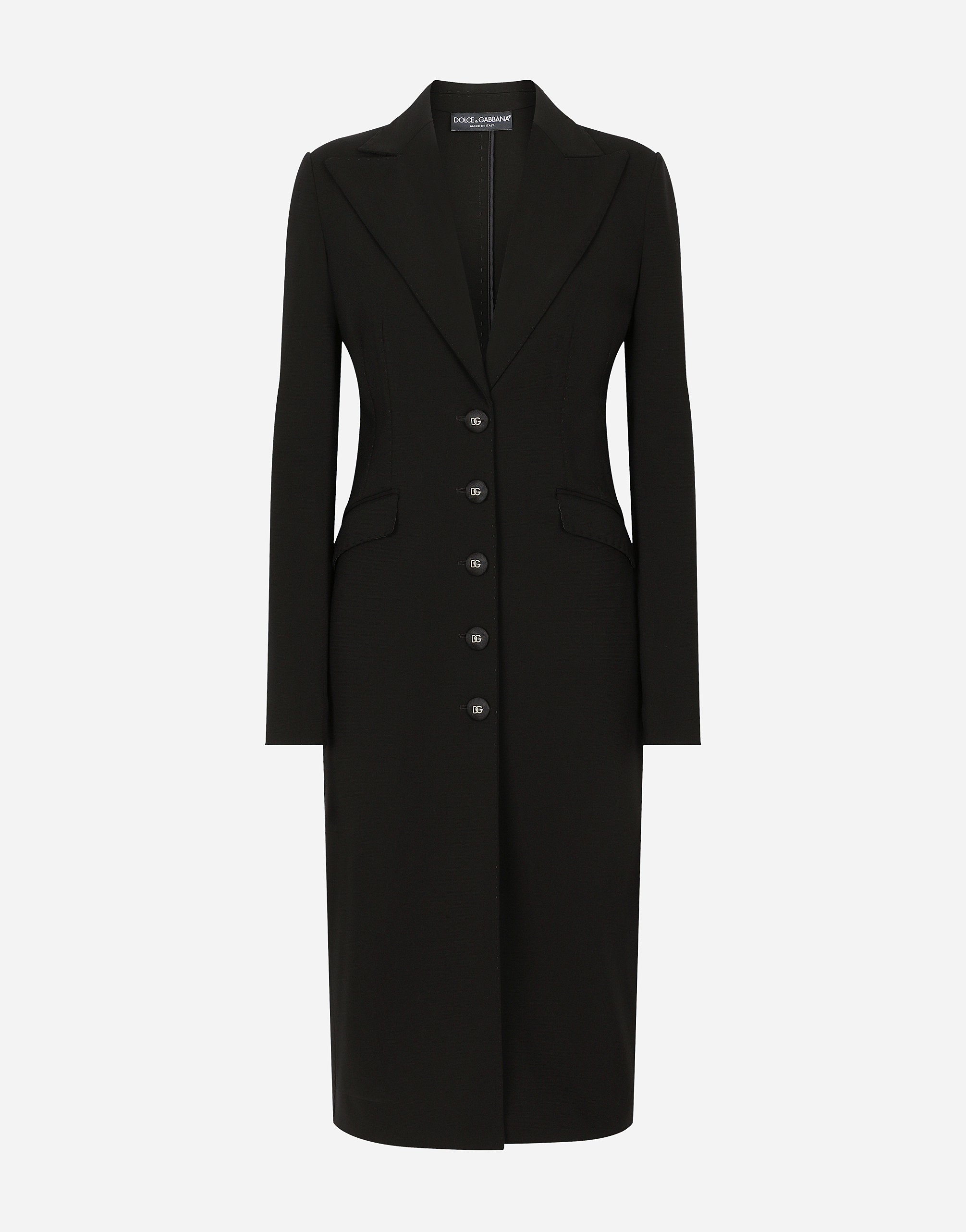 Dolce & Gabbana Logo-button Single-breasted Coat In Black