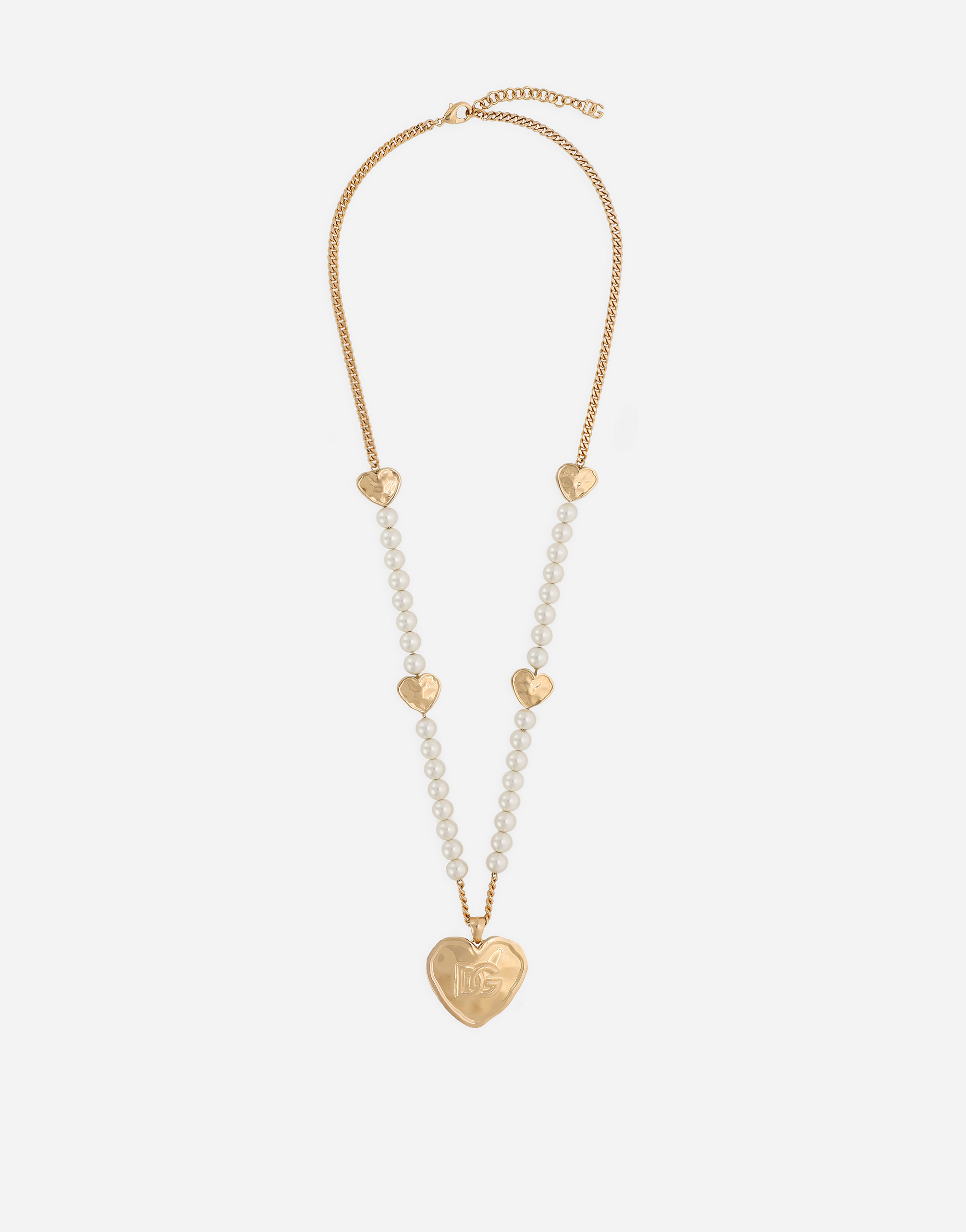Dolce & Gabbana Necklace With Dg Logo And Heart Pendant In Gold