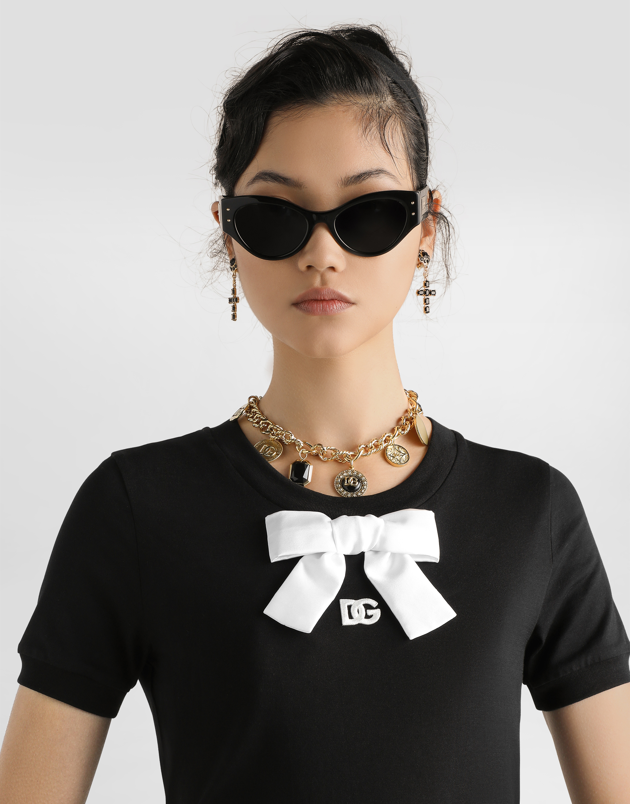Jersey t-shirt with DG embroidery and bow
