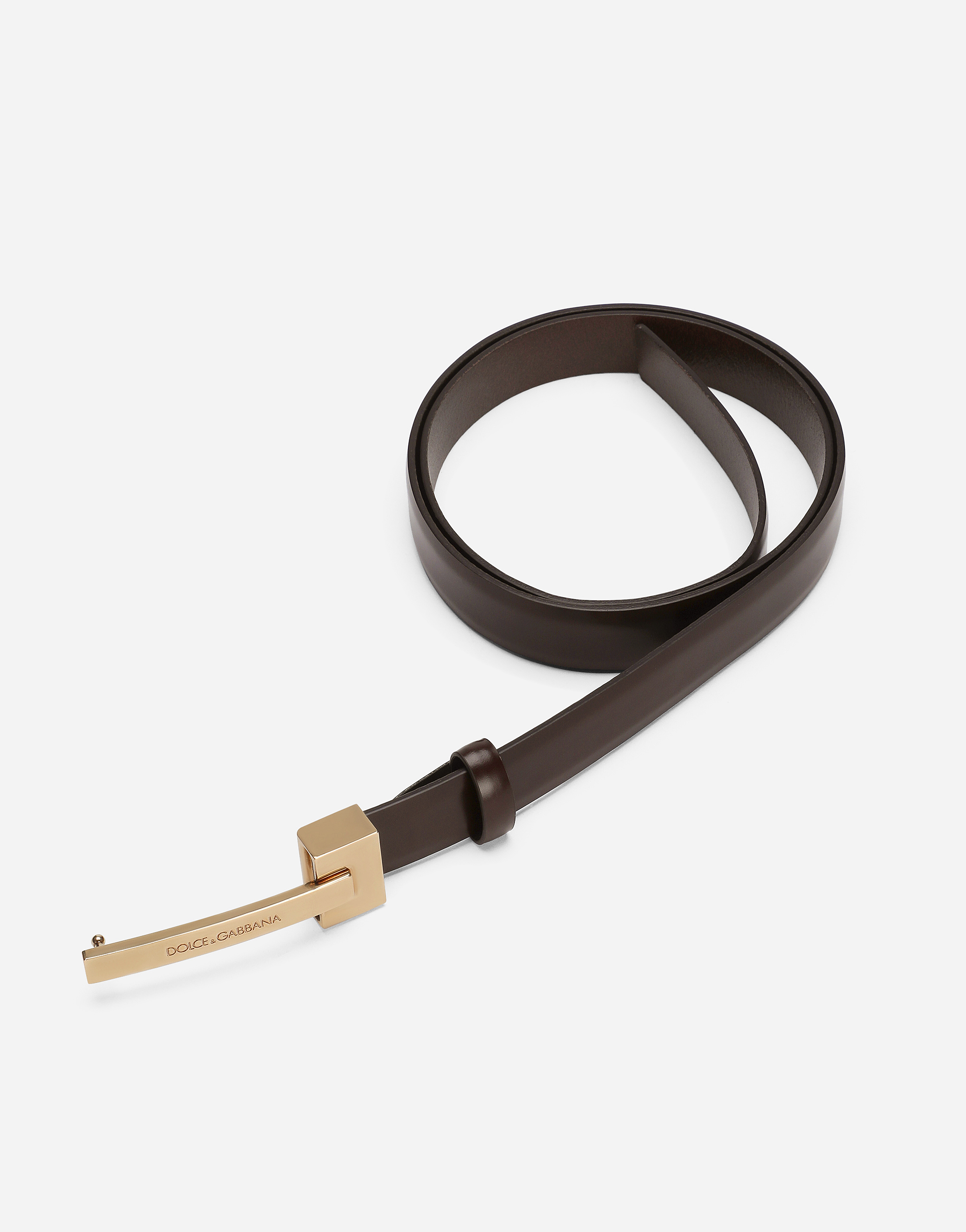 Dolce & Gabbana Brushed Calfskin Belt In Brown