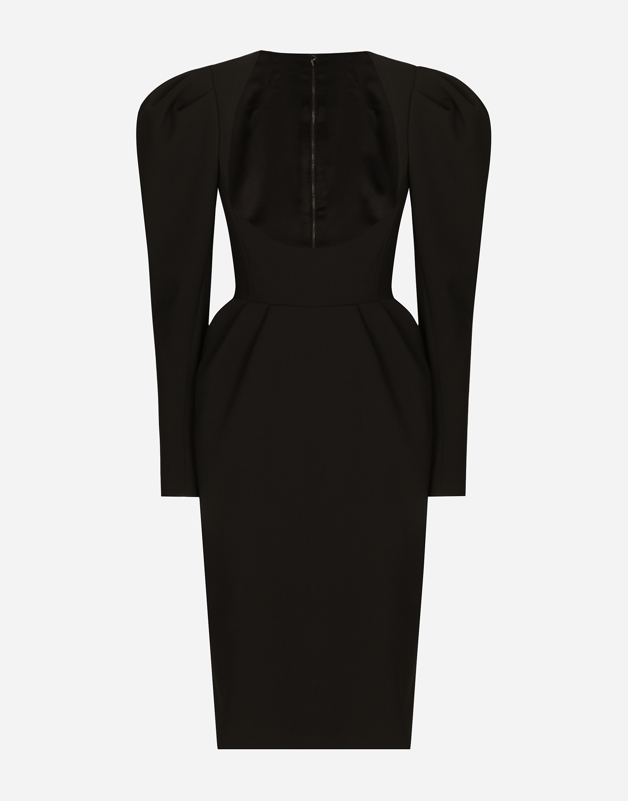 Dolce & Gabbana Calf-length Wool Dress With Open Neckline In Black