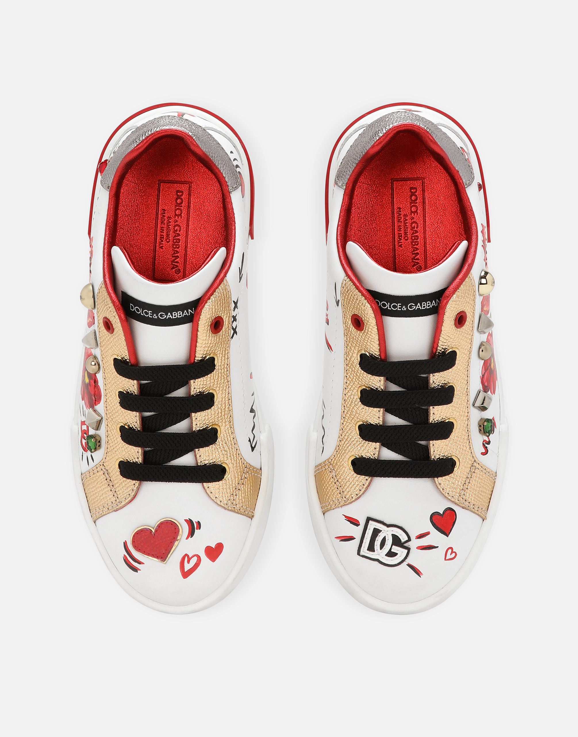 Dolce & Gabbana Printed Calfskin Portofino Light Low-top Sneakers In Multicolor