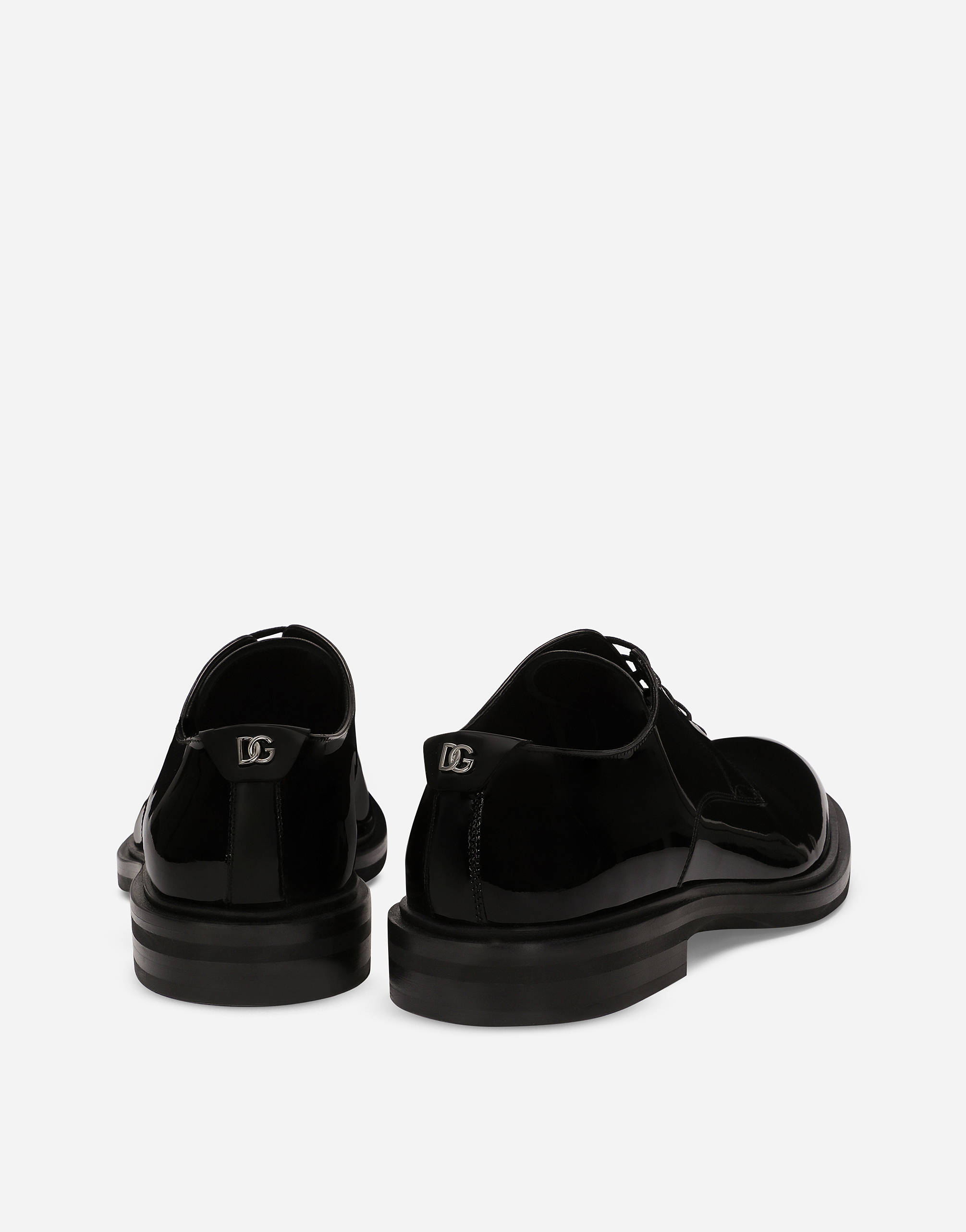 Dolce & Gabbana Patent Leather Derby Shoes In Black