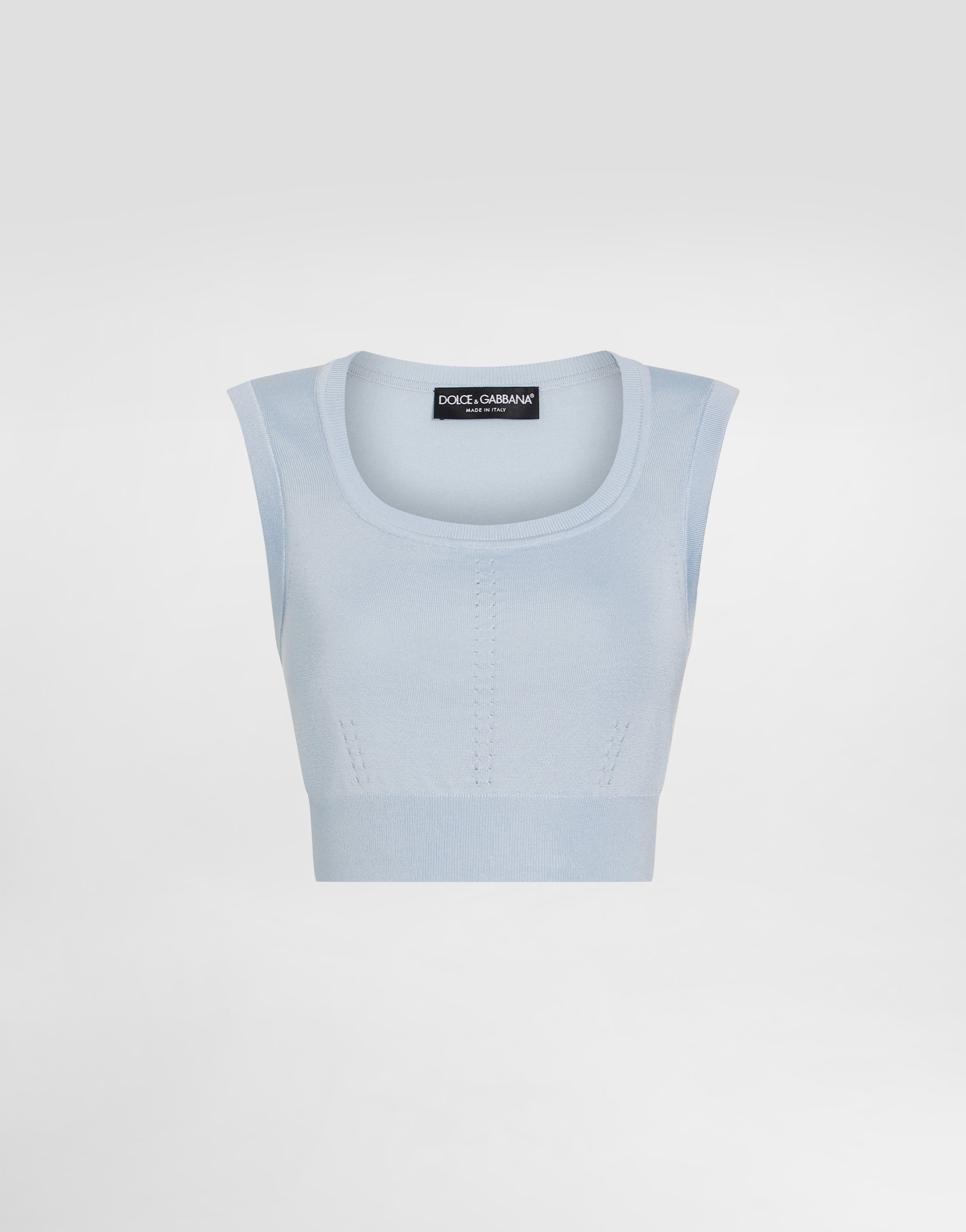 Dolce & Gabbana Silk Tank Top - Woman Sweaters And Cardigans Light Blue