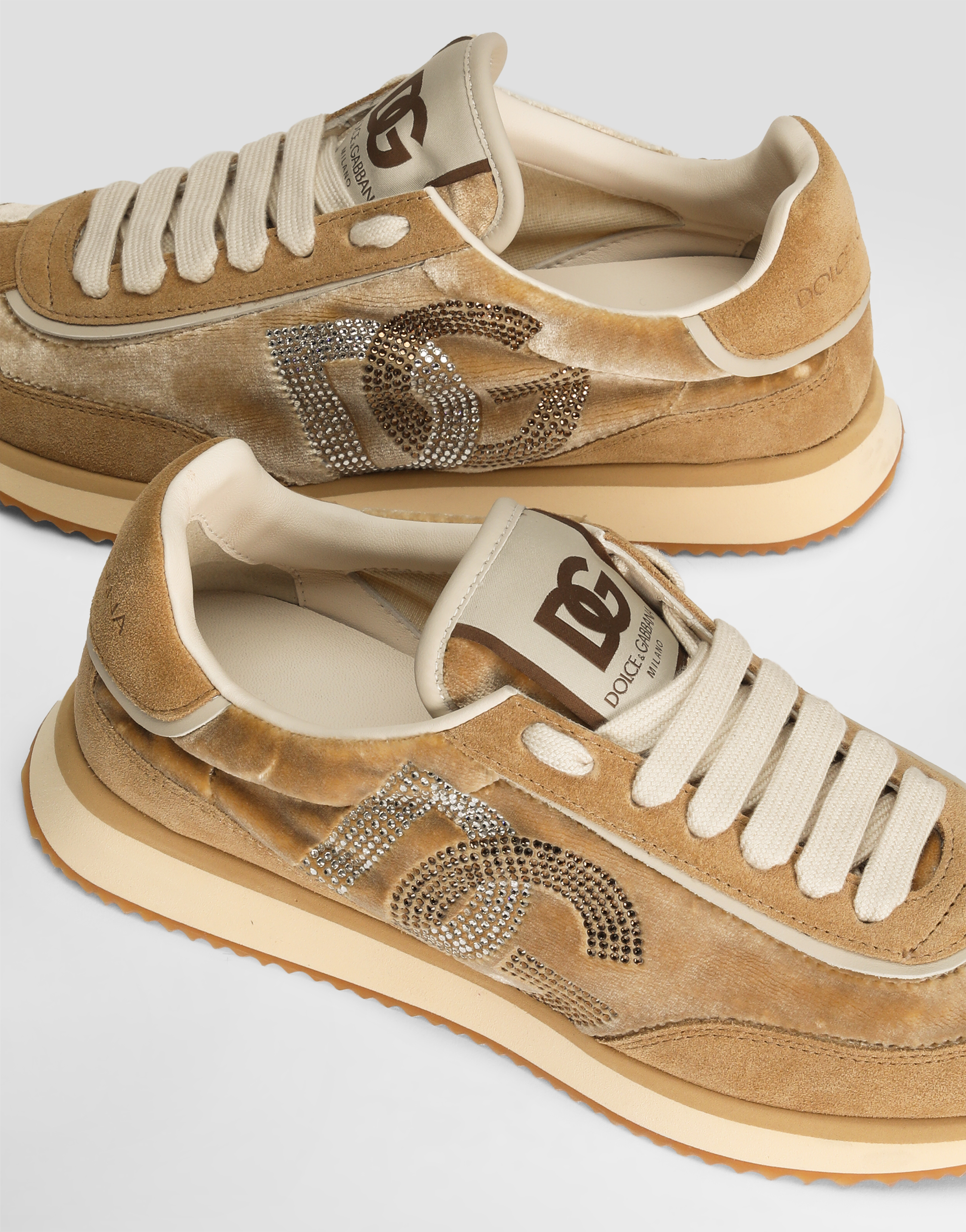 Dolce & Gabbana Low Top Sneakers With Dg Cushion Style In Beige