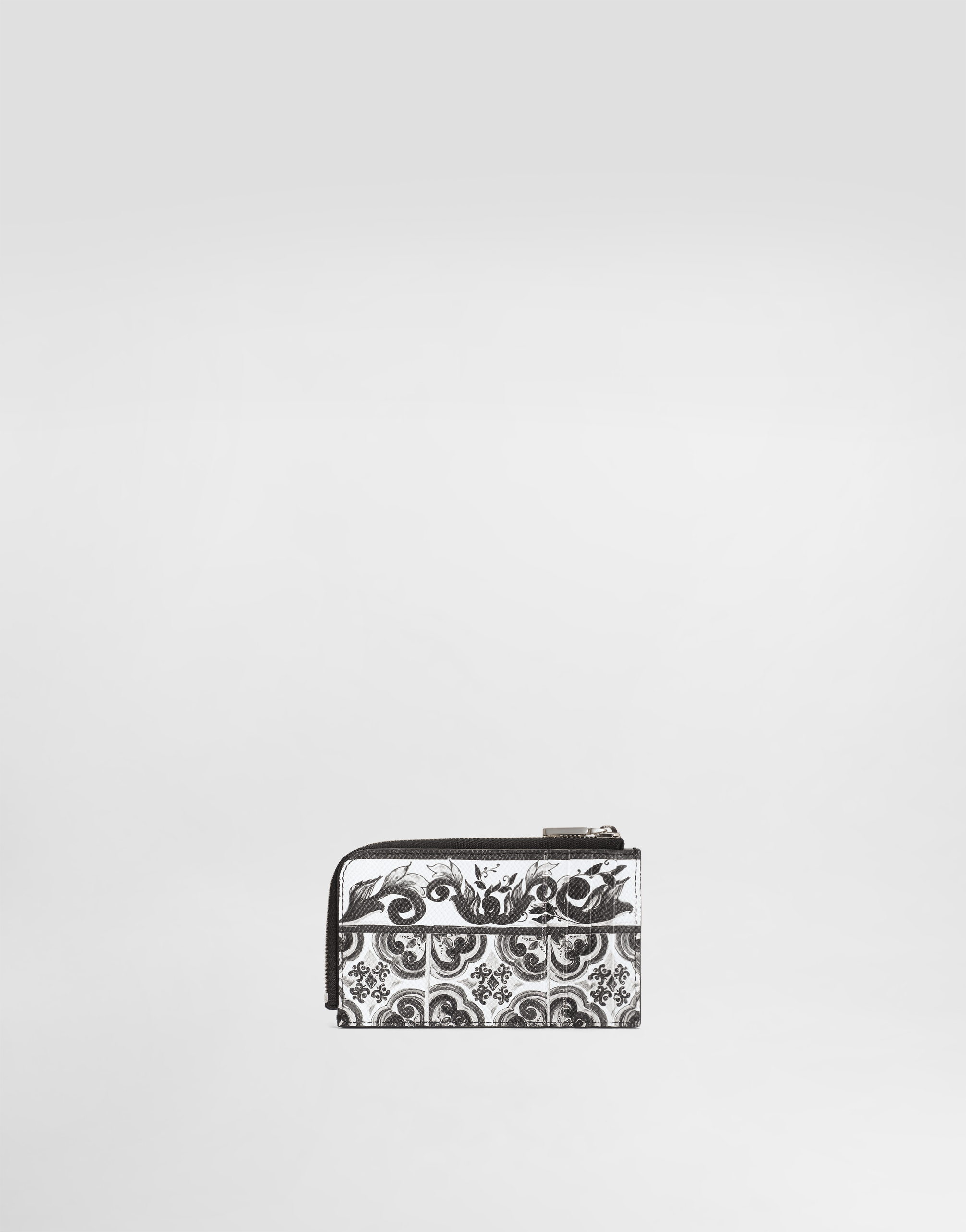 Majolica-print calfskin card holder