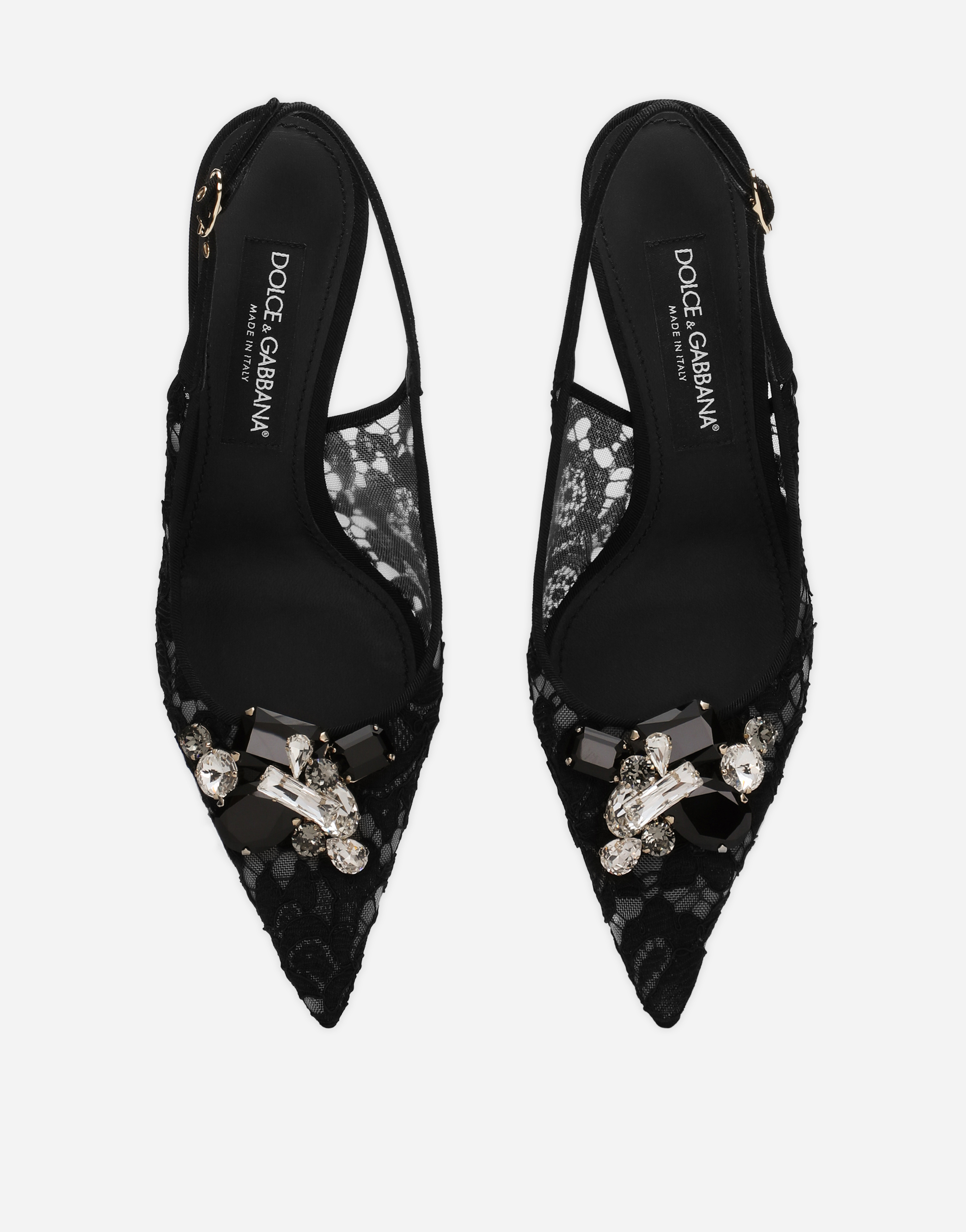 Dolce & Gabbana Rainbow Lace Slingbacks In Lurex Lace In Black