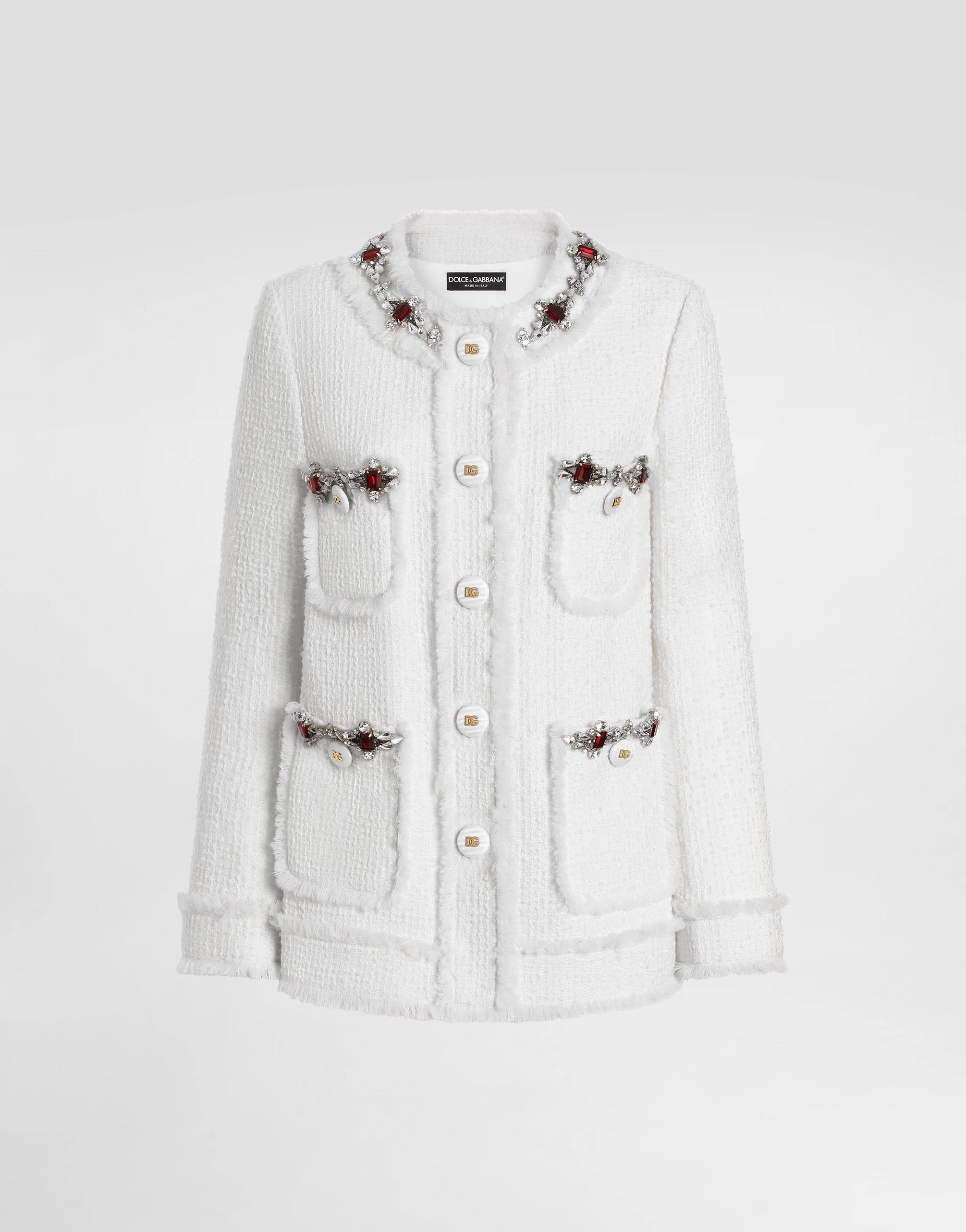 Whiteのウィメンズ Single-breasted tweed jacket with jewel