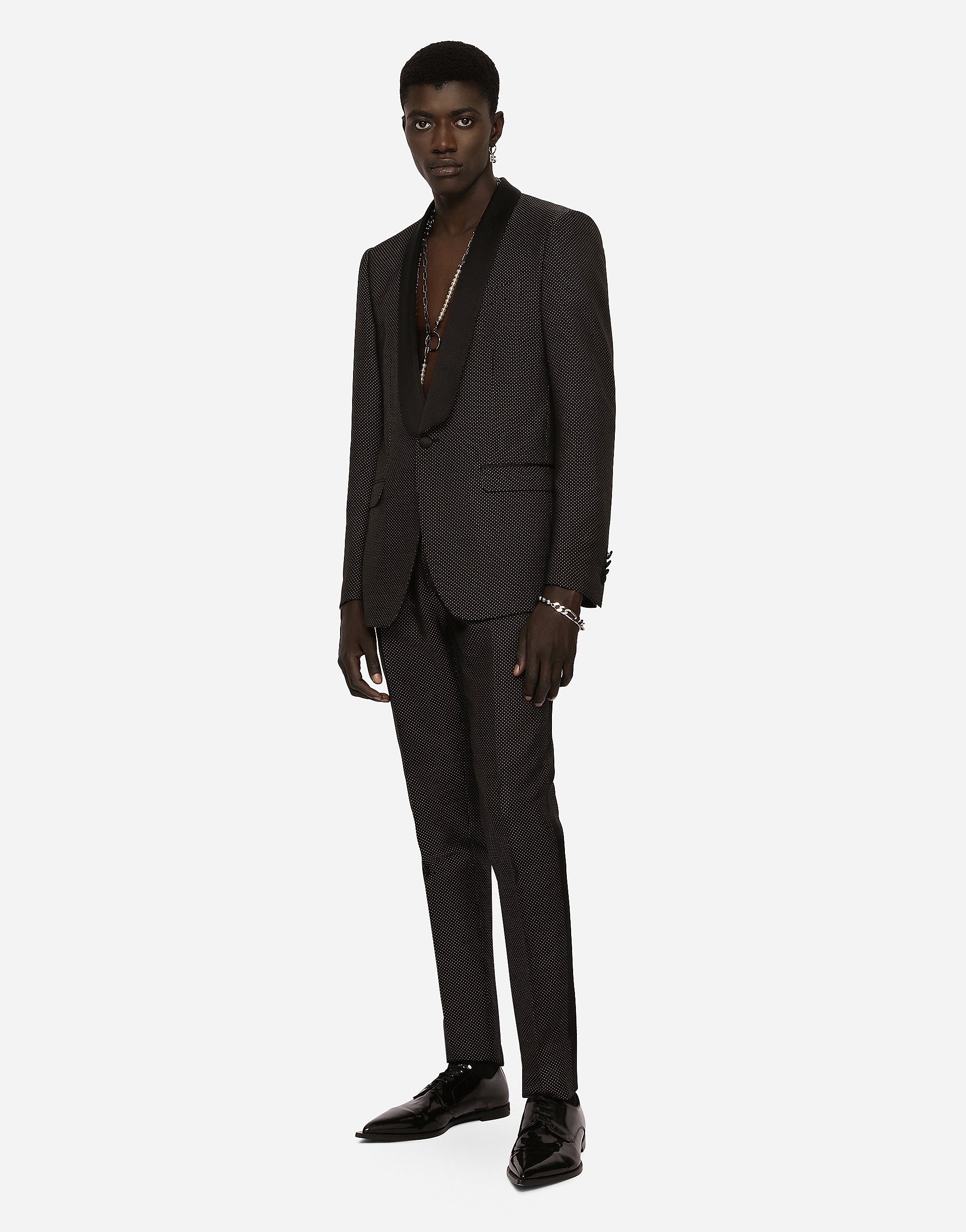 Dolce & Gabbana Stretch Wool Martini-fit Tuxedo Suit In Multicolor