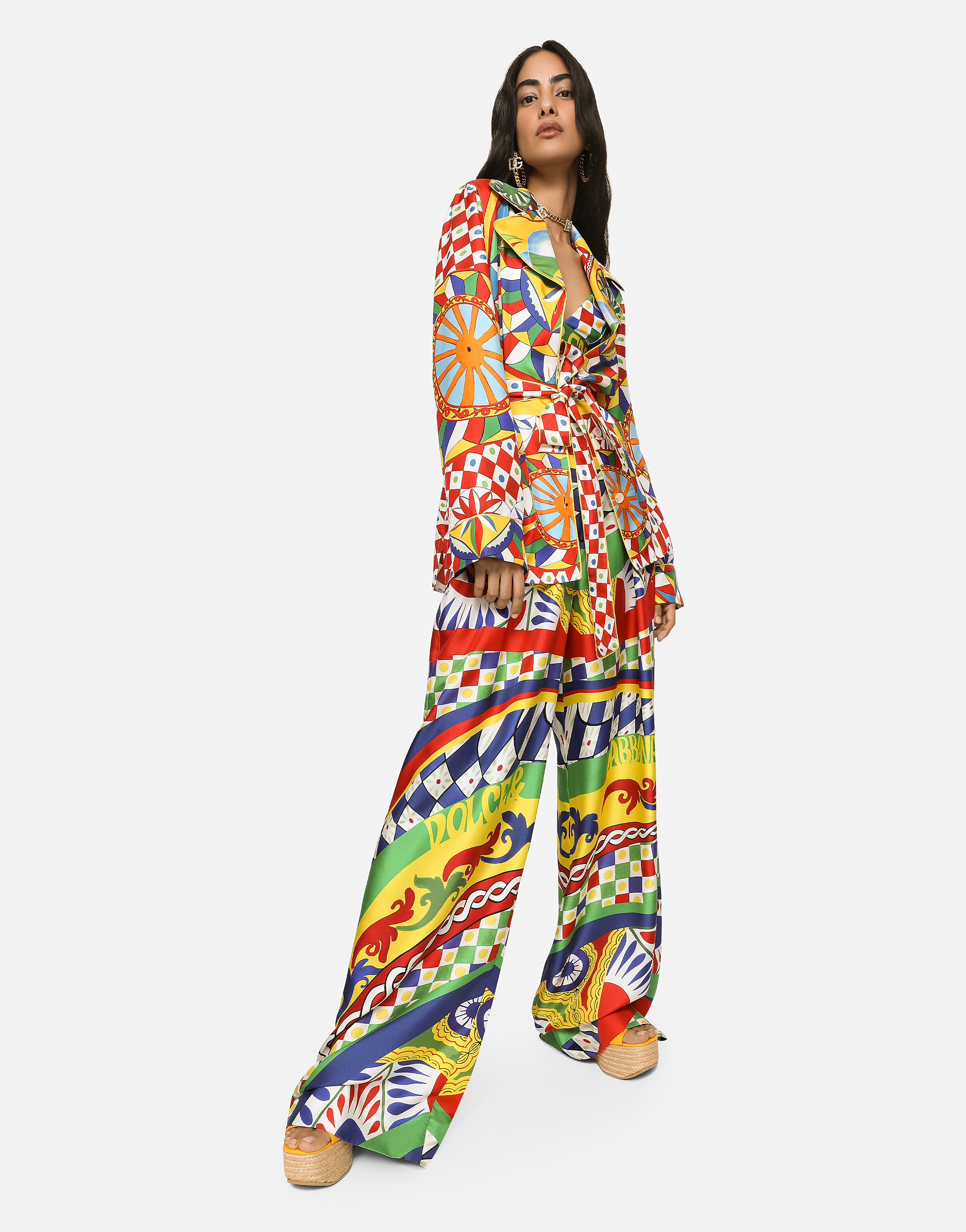 DOLCE & GABBANA CARRETTO-PRINT TWILL PAJAMA SHIRT