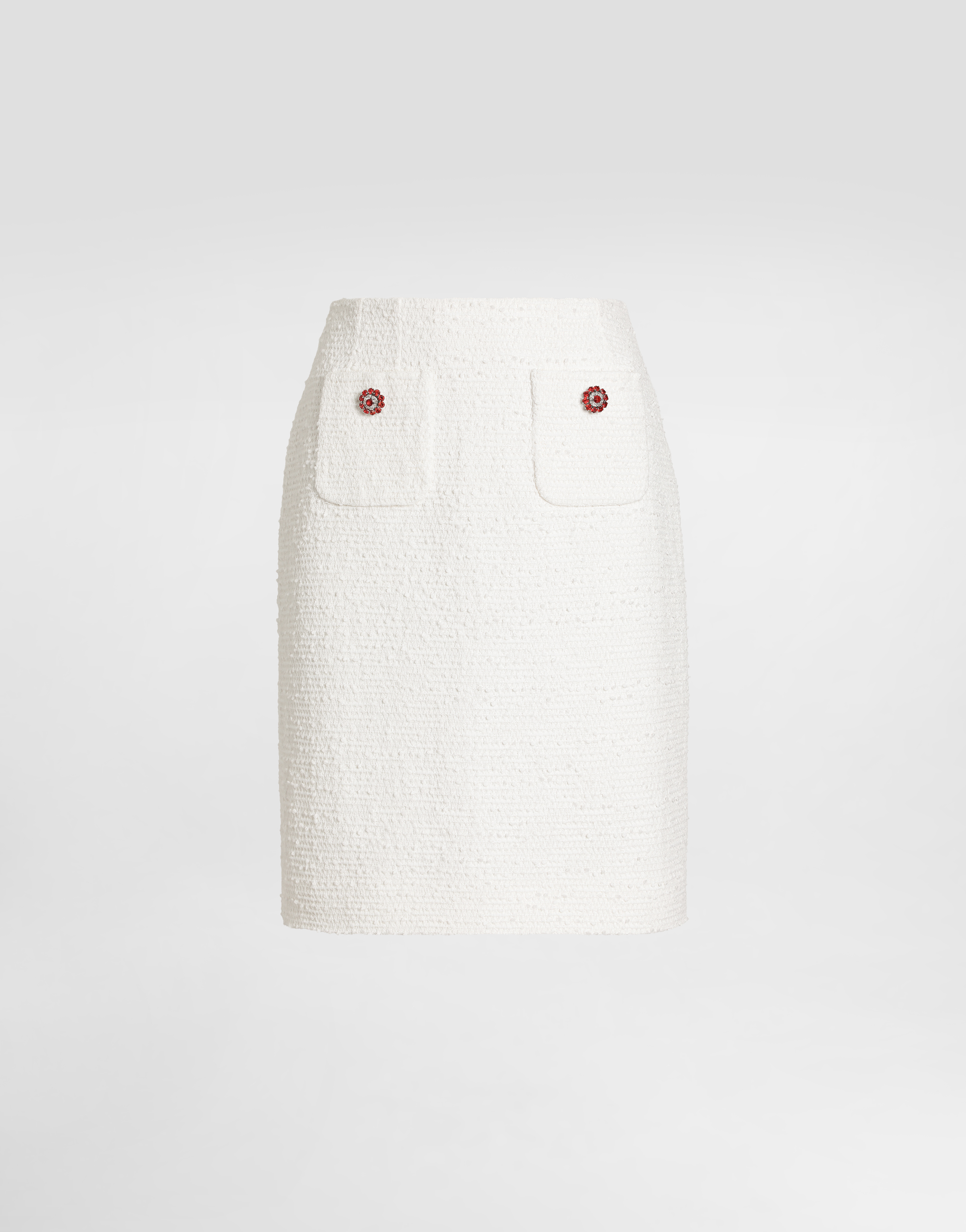 Tweed skirt with jewel buttons in White for Women | Dolce&Gabbana® US