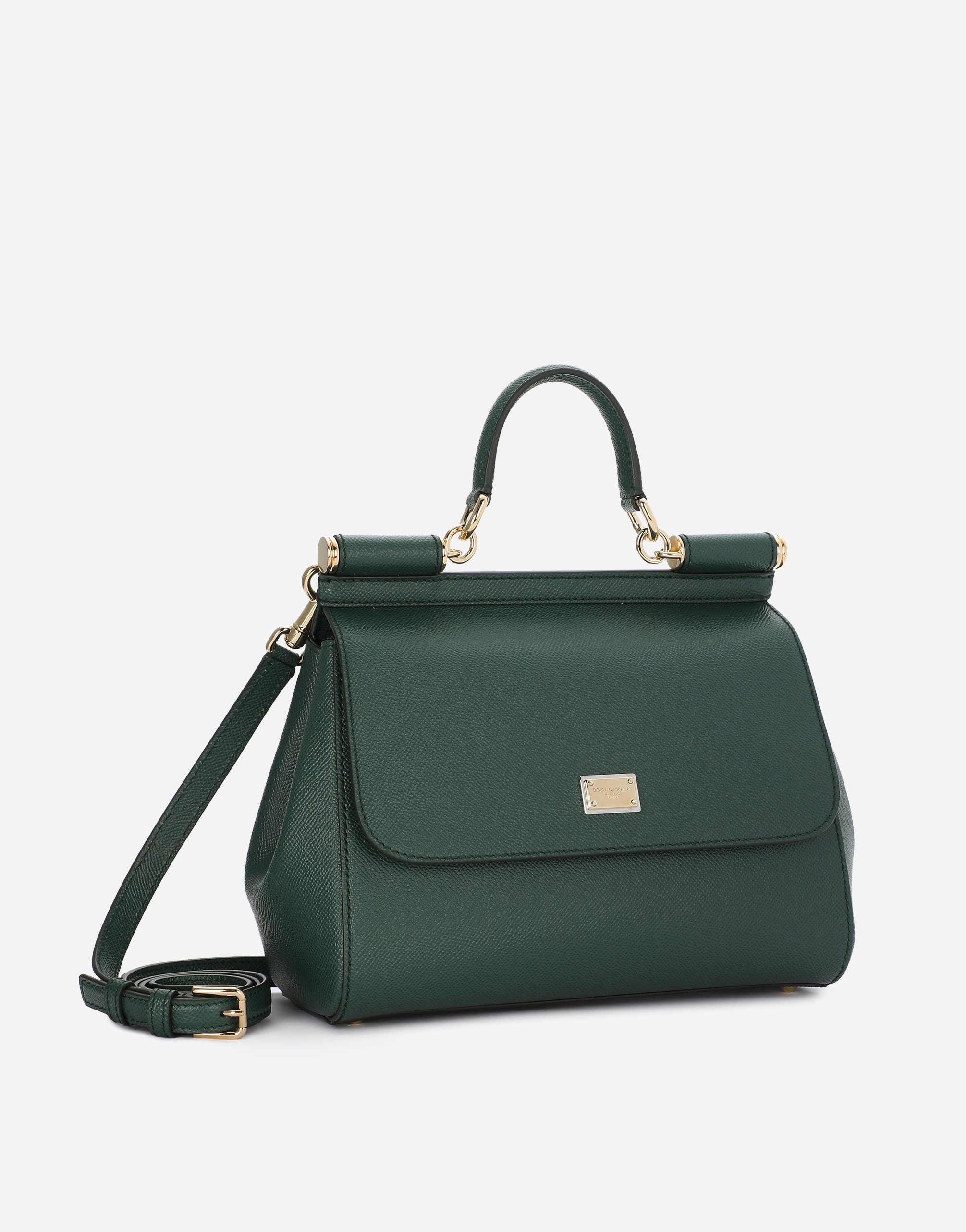 Shop Dolce & Gabbana Mittelgrosse Sicily Tasche Aus Dauphine-leder In Green