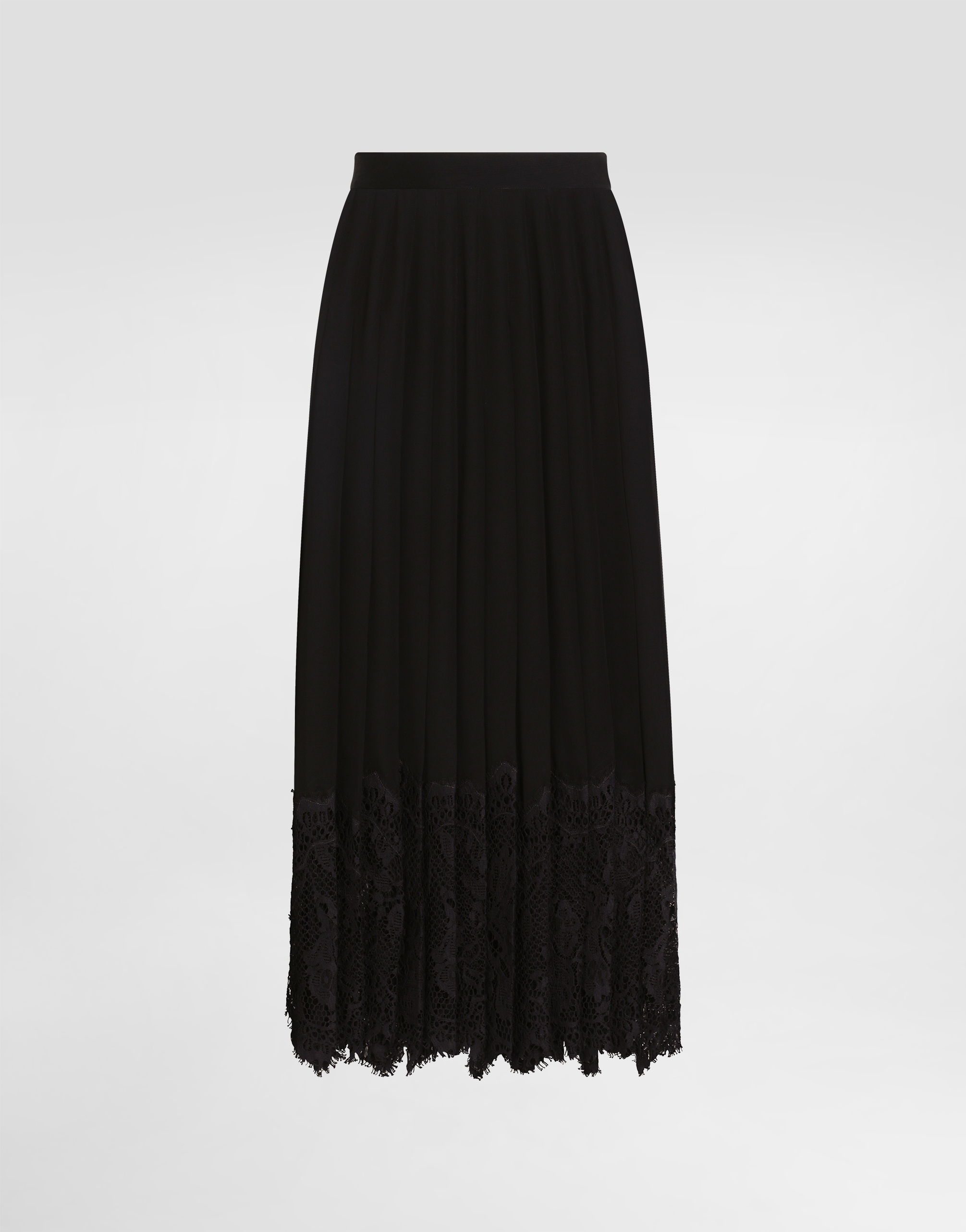 Dolce & Gabbana Gonna Midi In Chiffon And Black Lace In Black