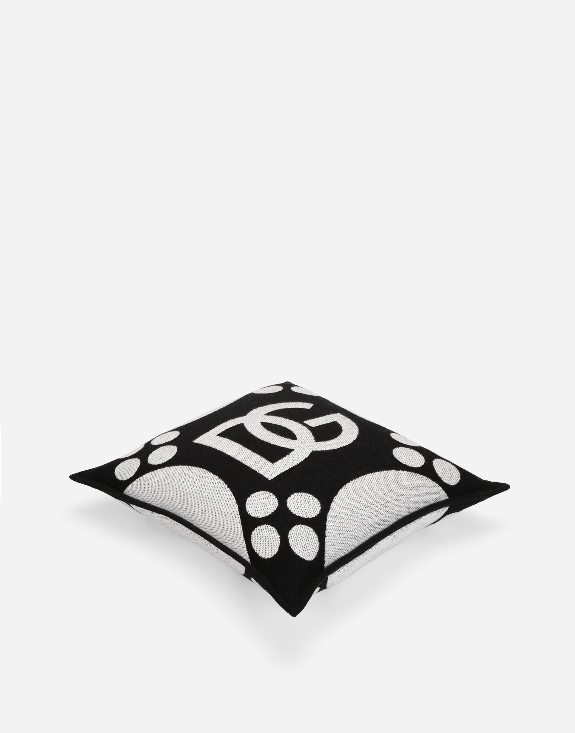 Dolce & Gabbana Wool Jacquard Cushion Medium In Black