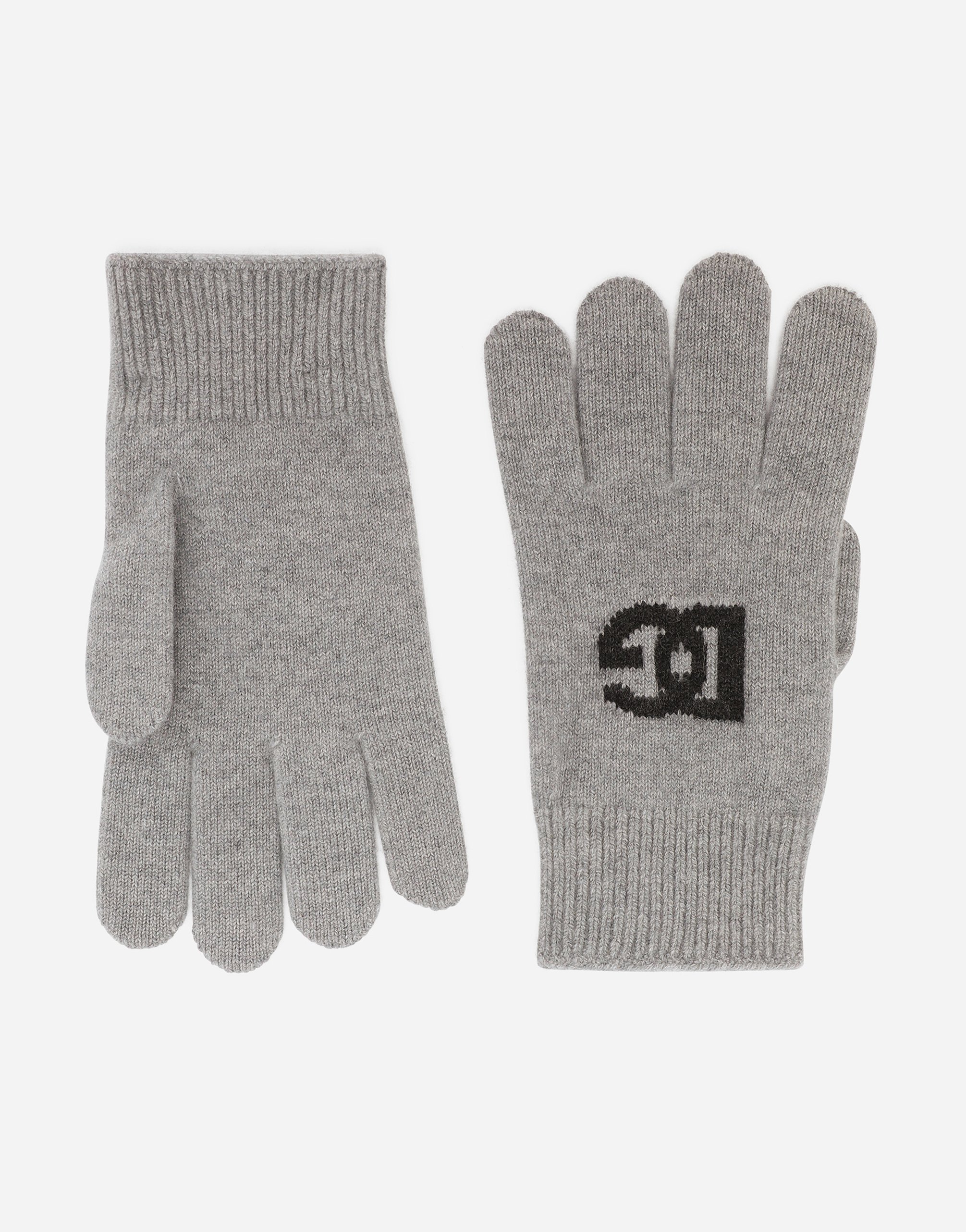 Dolce & Gabbana Cashmere Gloves With Dg Logo In Grey