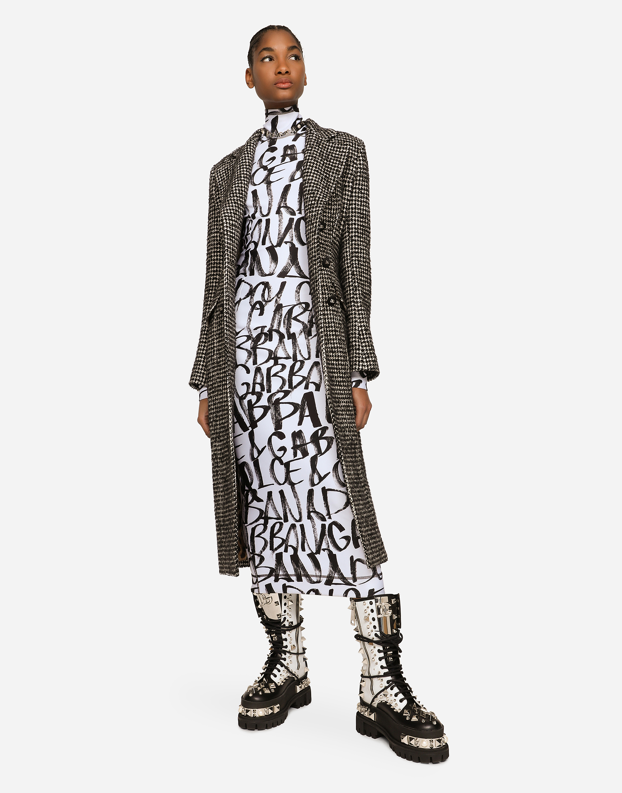 DOLCE & GABBANA DOUBLE-BREASTED HOUNDSTOOTH COAT