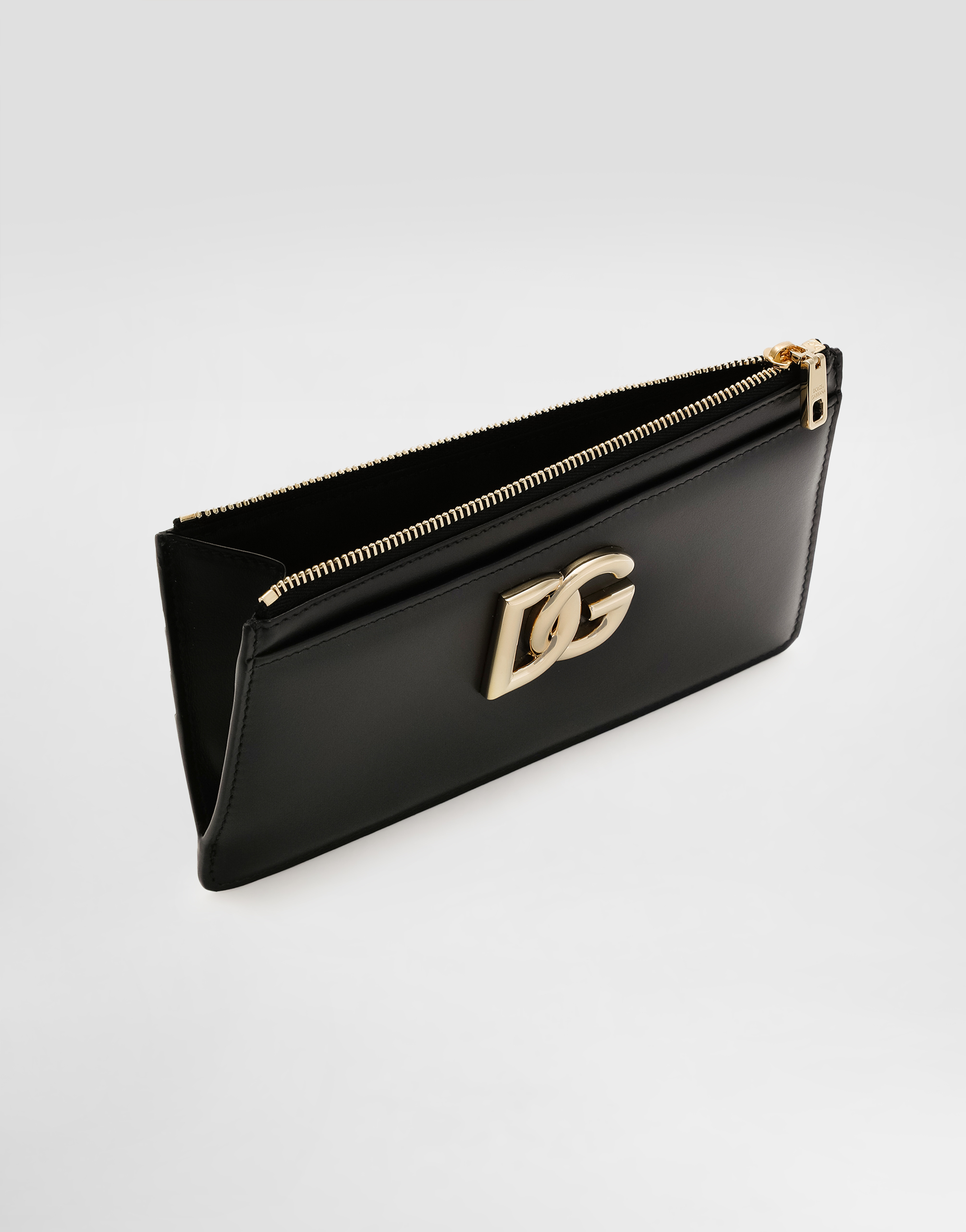 Dolce & Gabbana Large Calfskin Card Holder With Dg Logo In Black